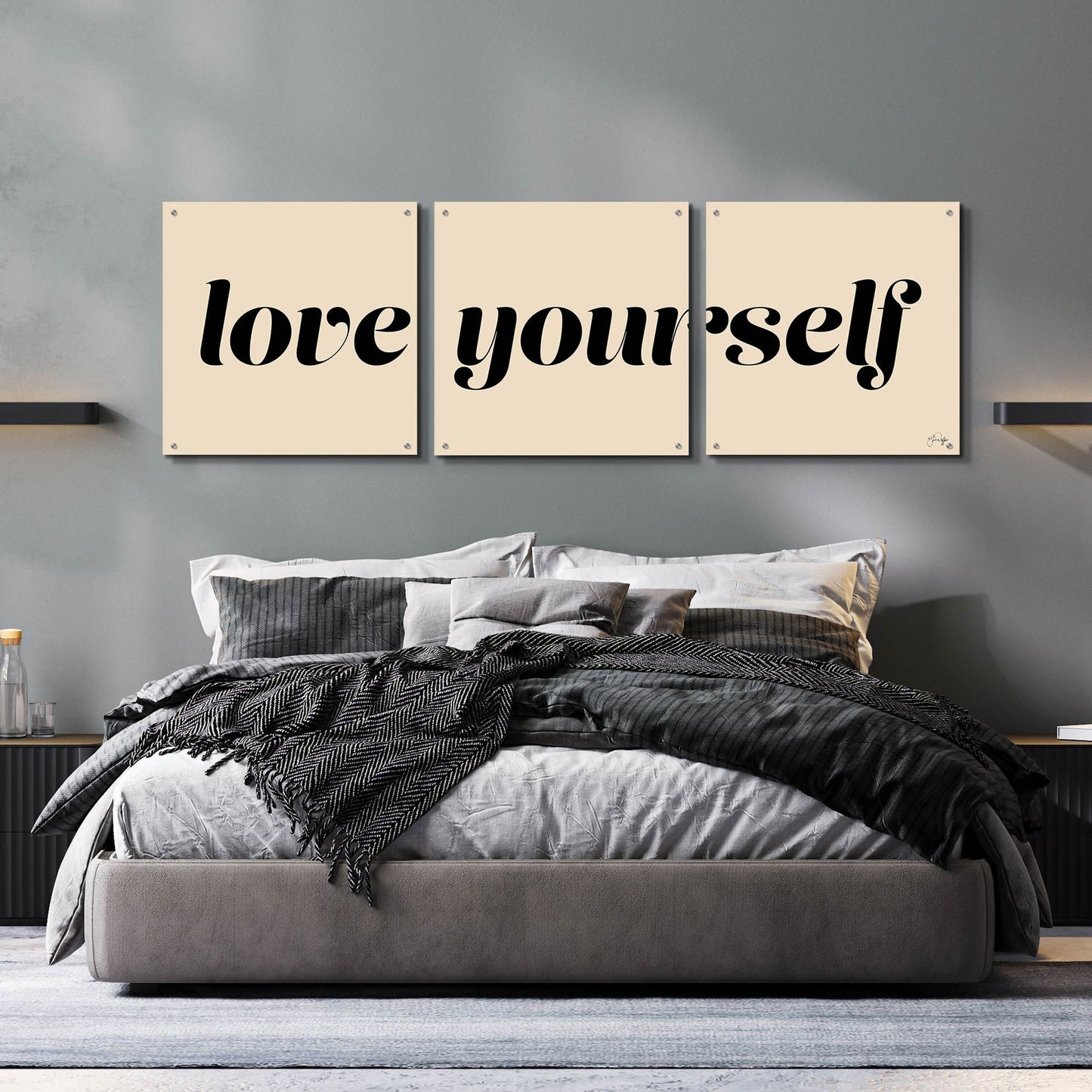 Epic Art 'Love Yourself' by Yass Naffas Designs, Acrylic Glass Wall Art, 3 Piece Set,72x24