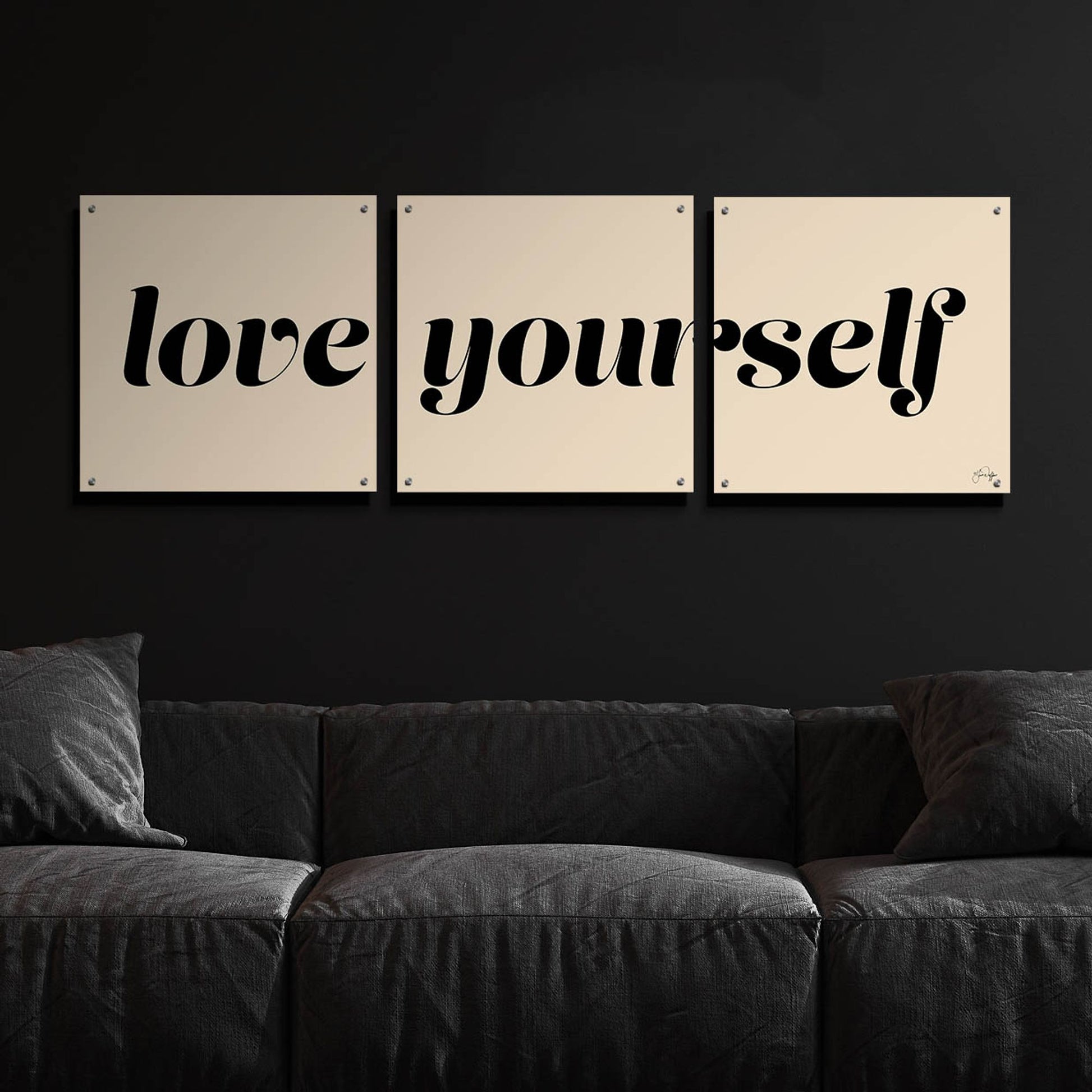 Epic Art 'Love Yourself' by Yass Naffas Designs, Acrylic Glass Wall Art, 3 Piece Set,72x24