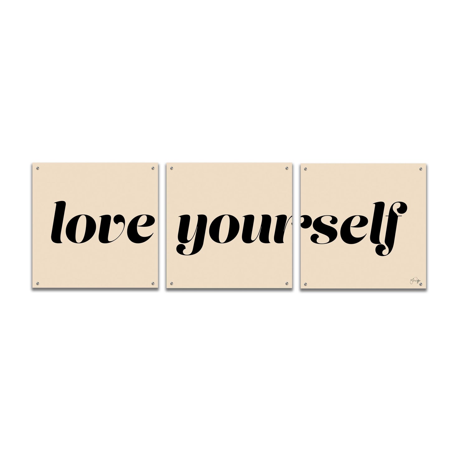 Epic Art 'Love Yourself' by Yass Naffas Designs, Acrylic Glass Wall Art, 3 Piece Set