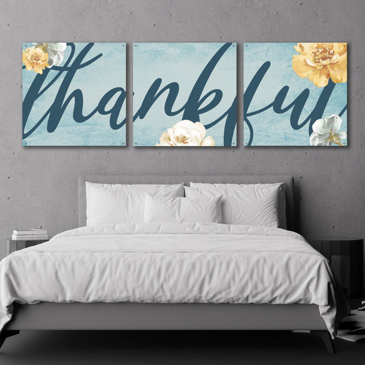 Epic Art 'Thankful' by Yass Naffas Designs, Acrylic Glass Wall Art, 3 Piece Set,108x36