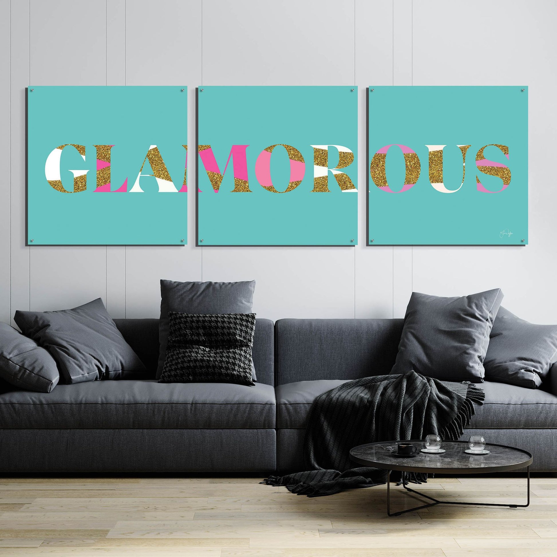 Epic Art 'Glamourous' by Yass Naffas Designs, Acrylic Glass Wall Art, 3 Piece Set,108x36