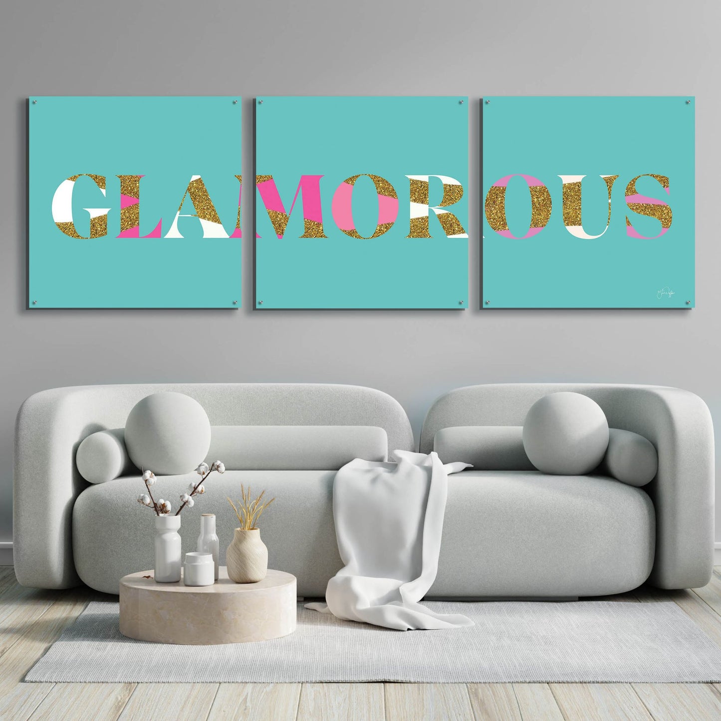 Epic Art 'Glamourous' by Yass Naffas Designs, Acrylic Glass Wall Art, 3 Piece Set,108x36