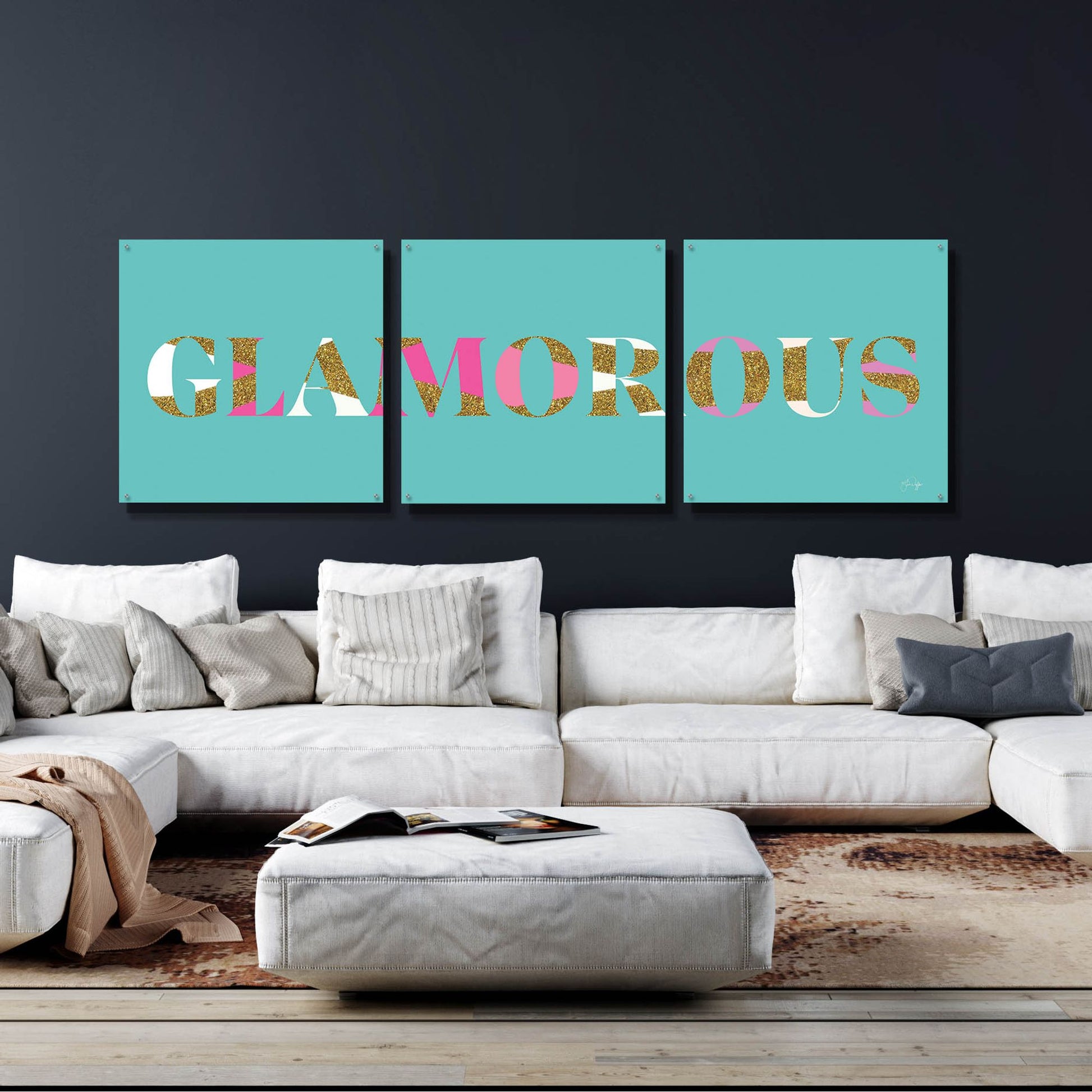 Epic Art 'Glamourous' by Yass Naffas Designs, Acrylic Glass Wall Art, 3 Piece Set,108x36