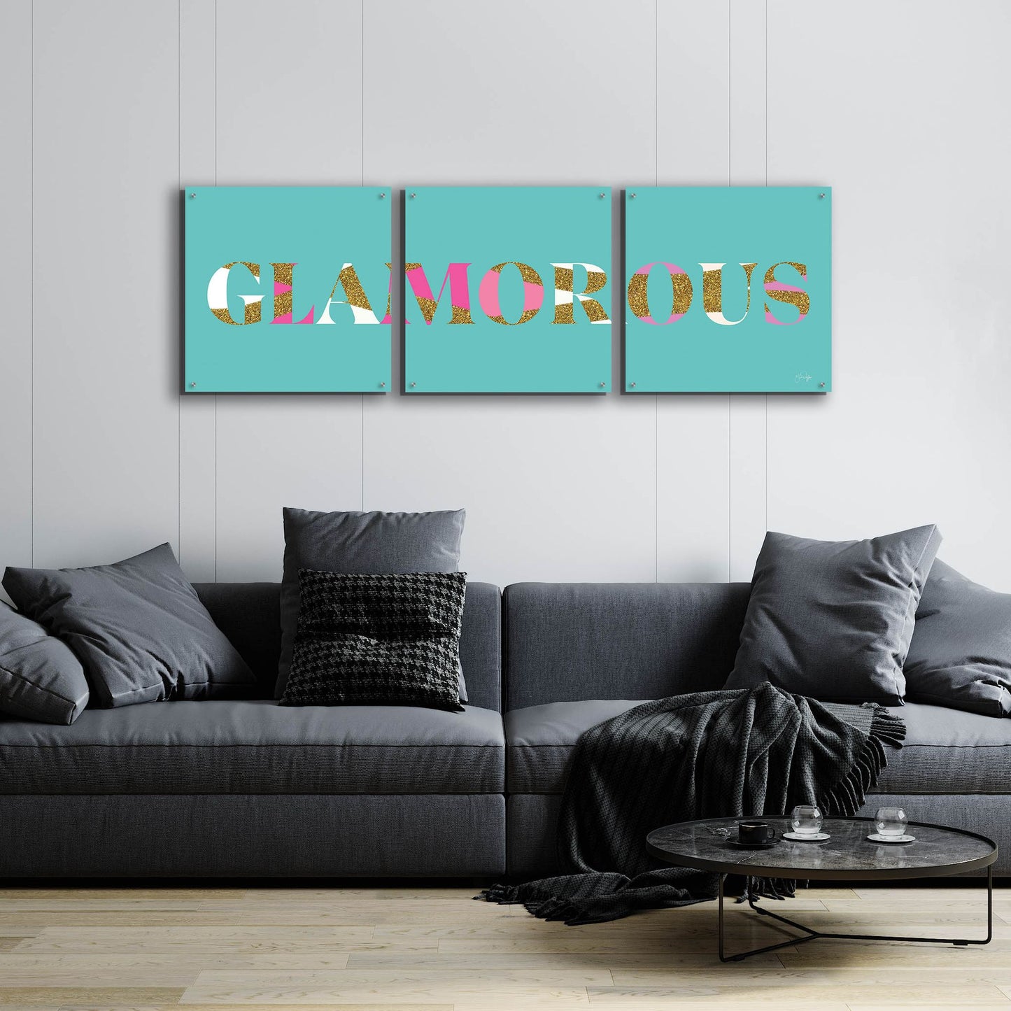 Epic Art 'Glamourous' by Yass Naffas Designs, Acrylic Glass Wall Art, 3 Piece Set,72x24