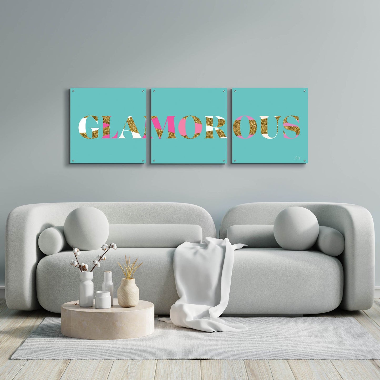 Epic Art 'Glamourous' by Yass Naffas Designs, Acrylic Glass Wall Art, 3 Piece Set,72x24