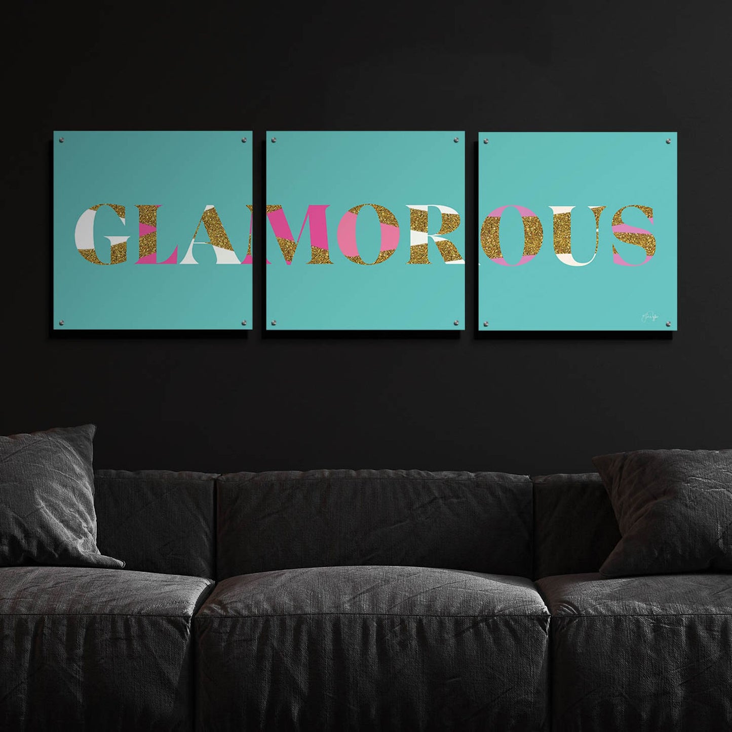 Epic Art 'Glamourous' by Yass Naffas Designs, Acrylic Glass Wall Art, 3 Piece Set,72x24