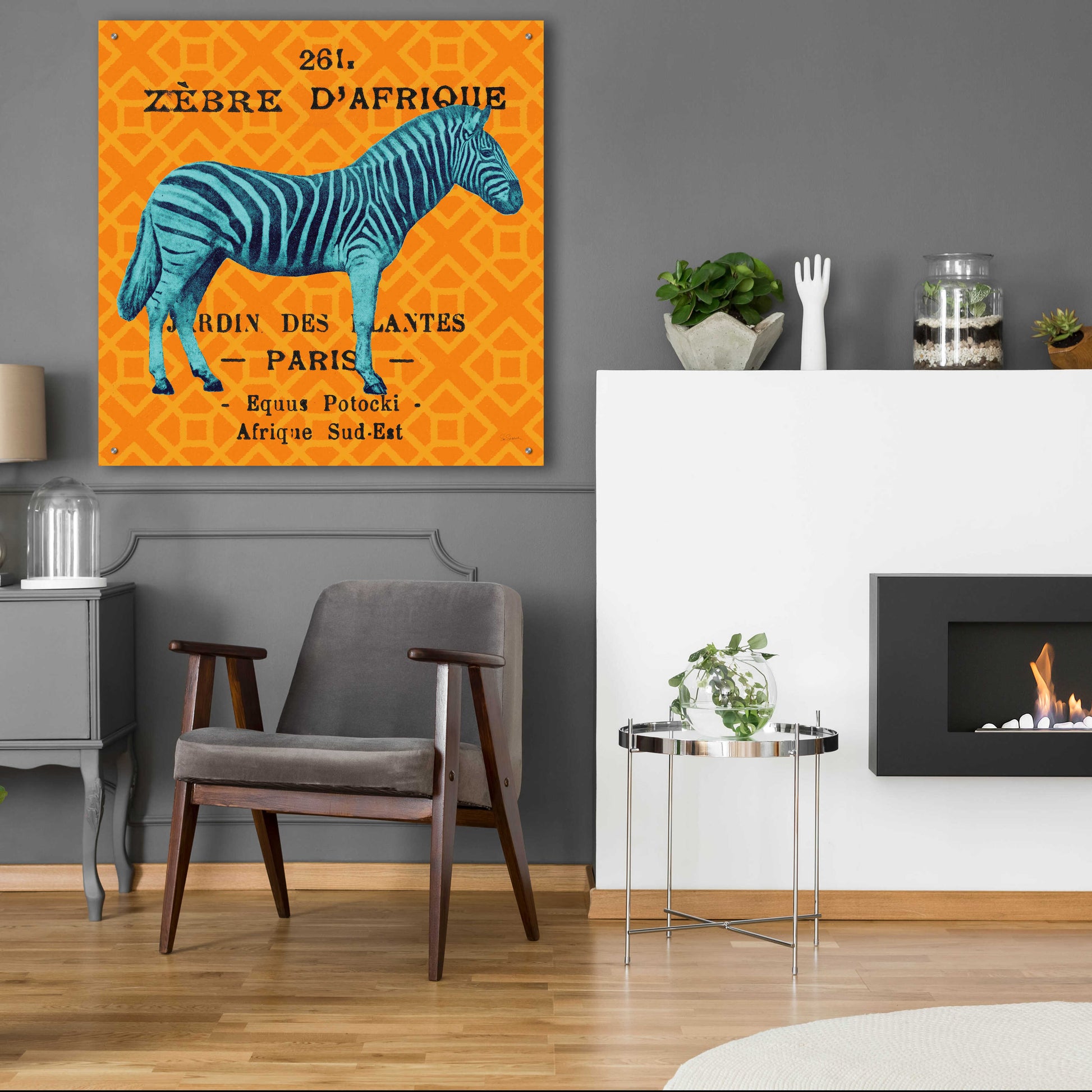 Epic Art 'Bright Safari Zebra' by Sue Schlabach, Acrylic Glass Wall Art,36x36