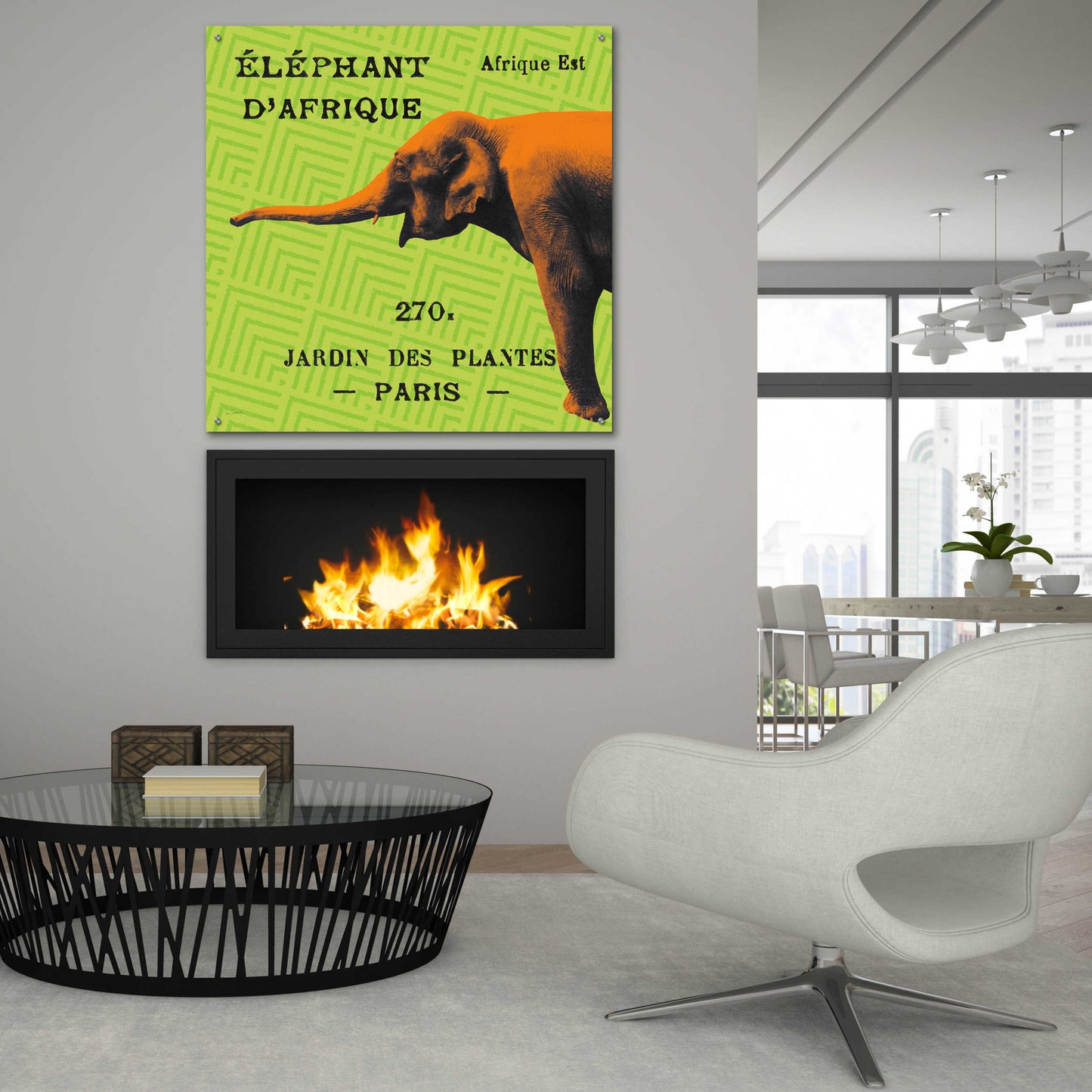 Epic Art 'Bright Safari Elephant' by Sue Schlabach, Acrylic Glass Wall Art,36x36