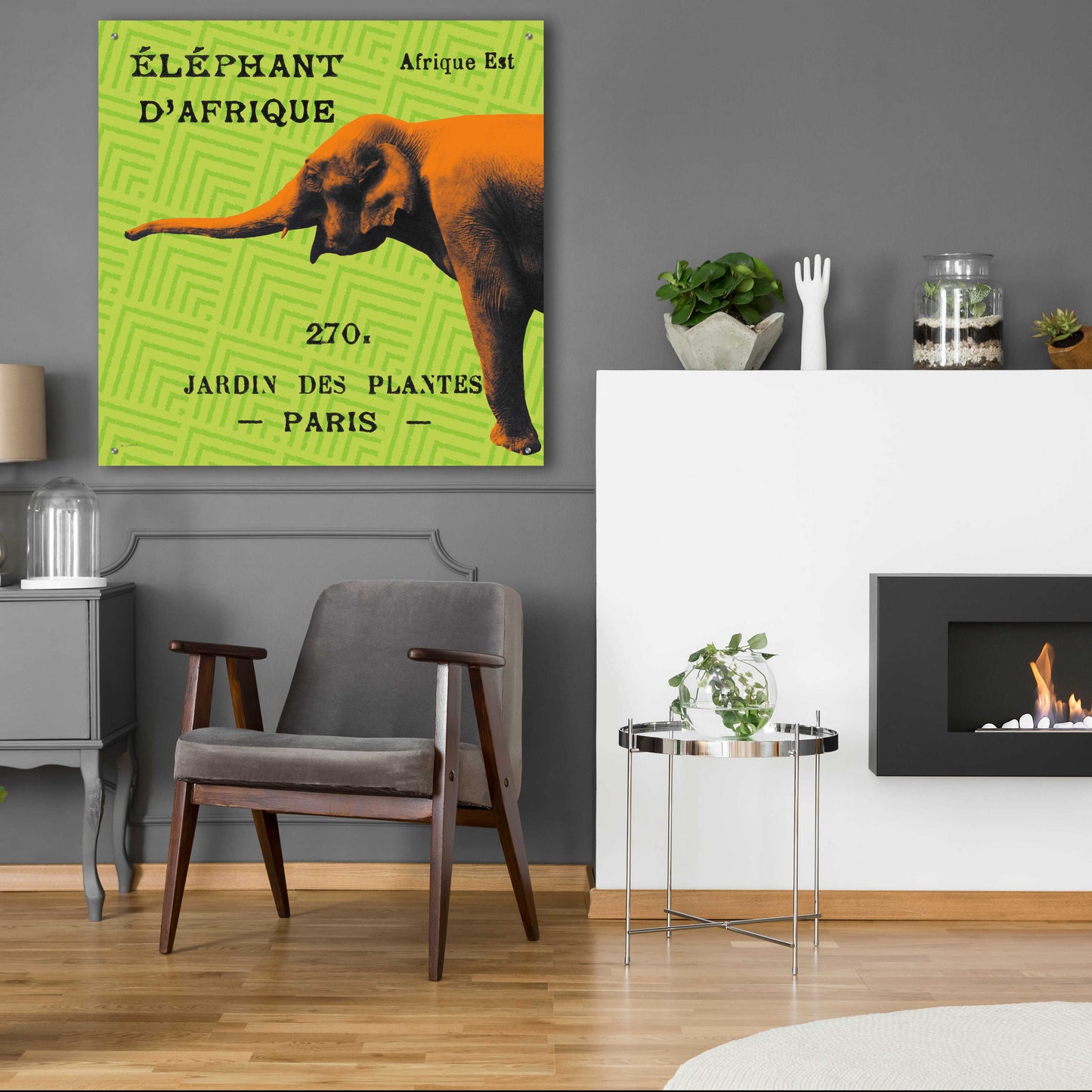 Epic Art 'Bright Safari Elephant' by Sue Schlabach, Acrylic Glass Wall Art,36x36