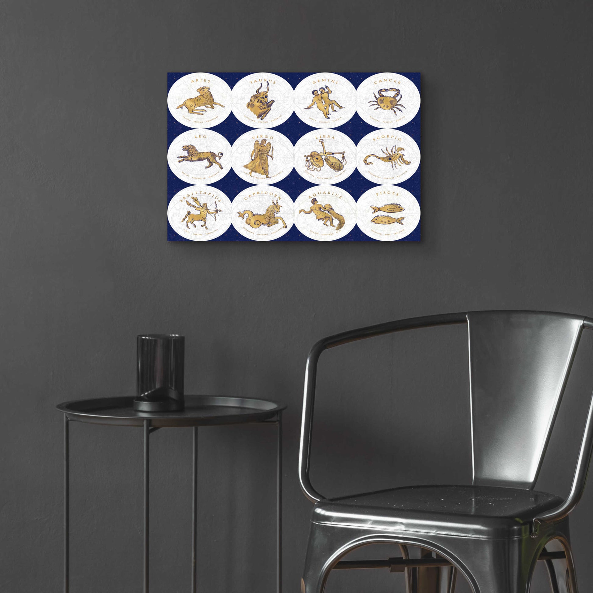 Epic Art 'Gilded Zodiac Signs' by Sue Schlabach, Acrylic Glass Wall Art,24x16