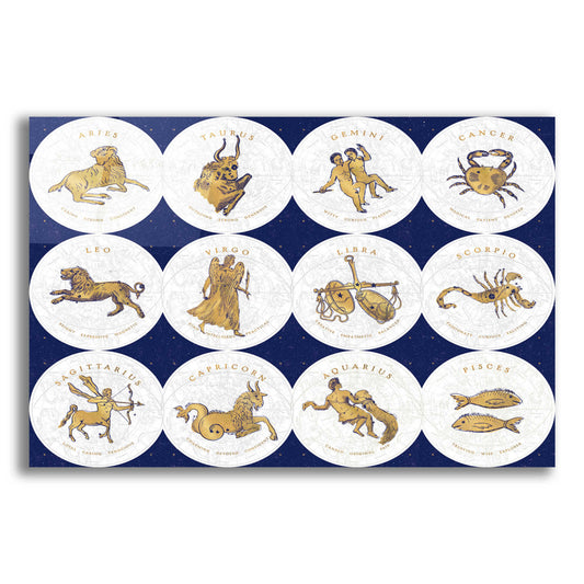 Epic Art 'Gilded Zodiac Signs' by Sue Schlabach, Acrylic Glass Wall Art