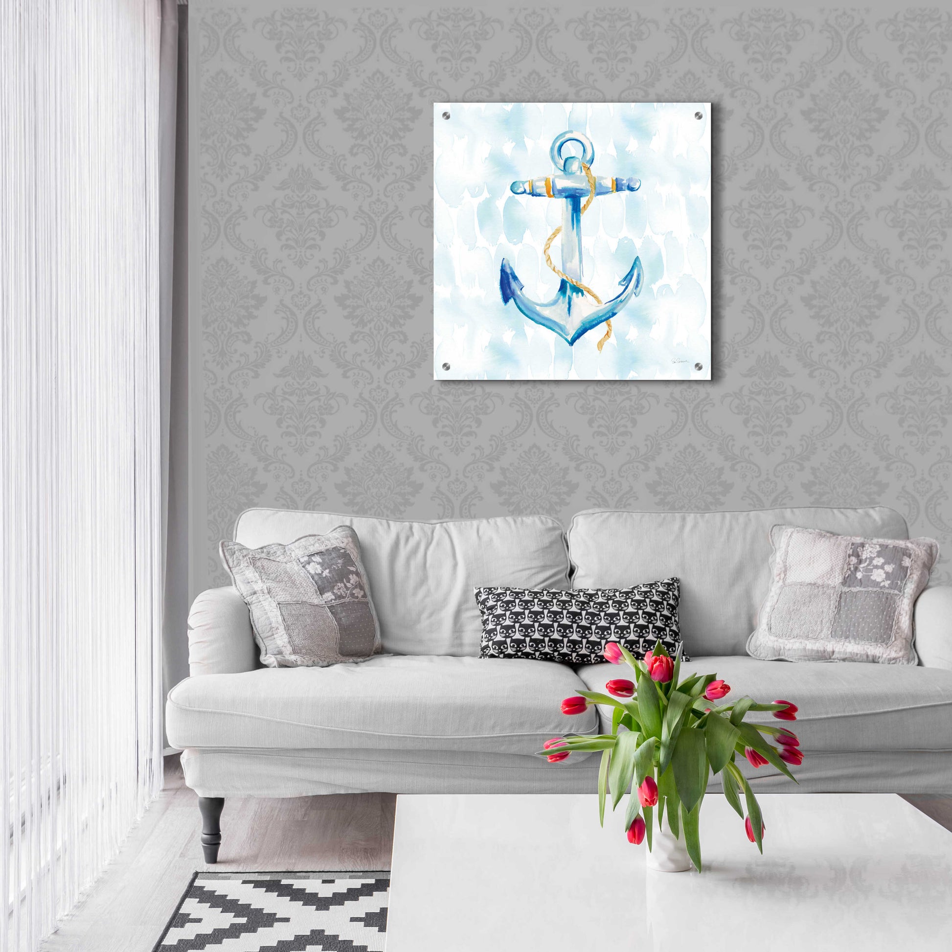 Epic Art 'Anchor Dots II' by Sue Schlabach, Acrylic Glass Wall Art,24x24