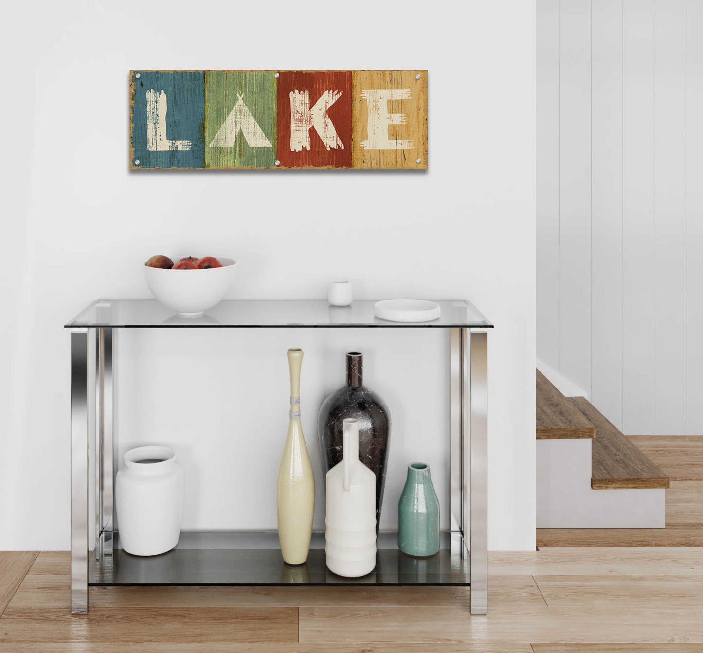 Epic Art 'Lake Lodge V' by Sue Schlabach, Acrylic Glass Wall Art,36x12