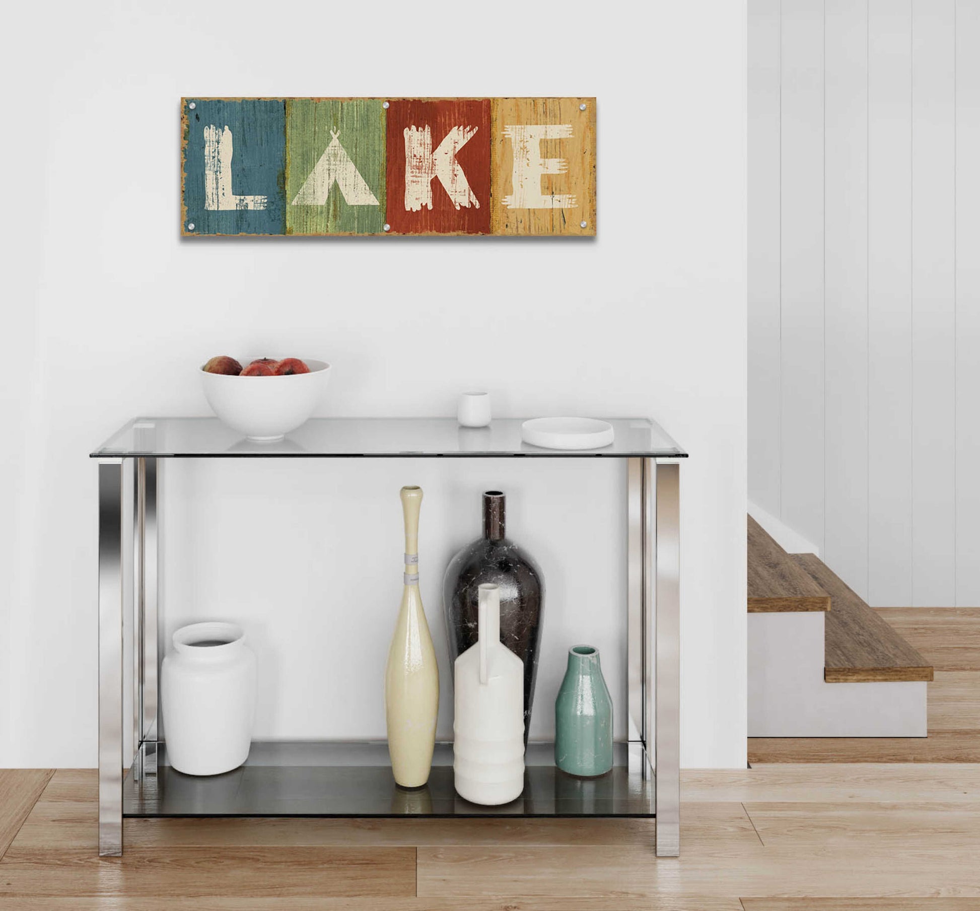 Epic Art 'Lake Lodge V' by Sue Schlabach, Acrylic Glass Wall Art,36x12