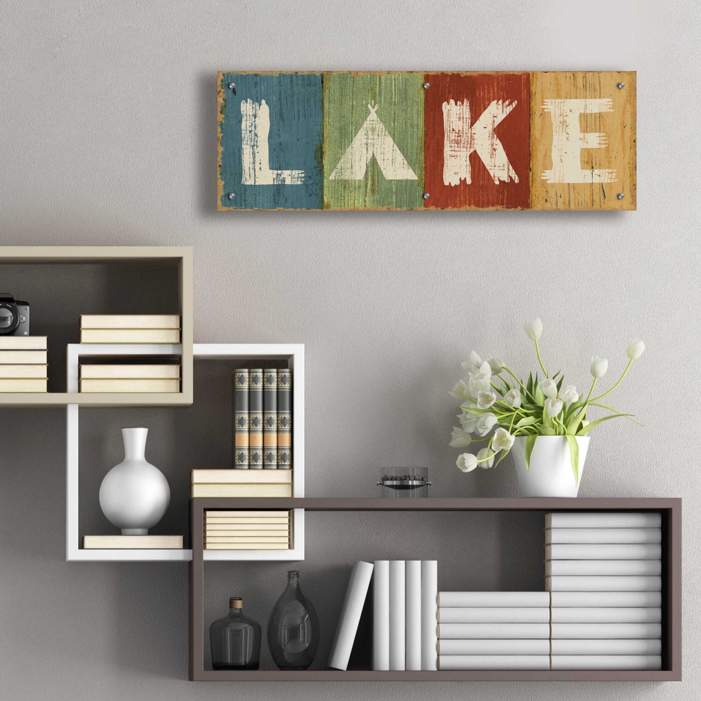 Epic Art 'Lake Lodge V' by Sue Schlabach, Acrylic Glass Wall Art,36x12