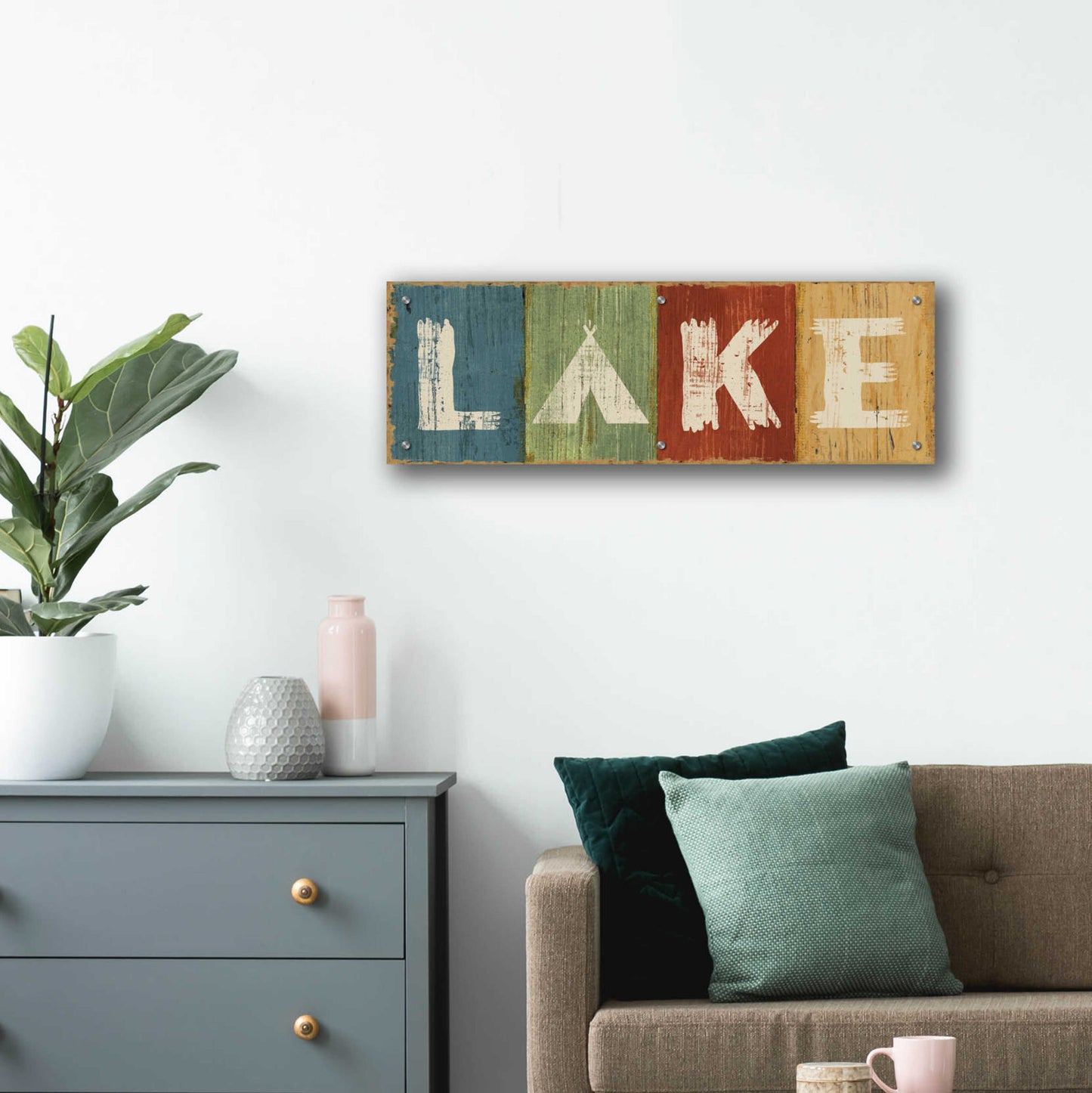 Epic Art 'Lake Lodge V' by Sue Schlabach, Acrylic Glass Wall Art,36x12