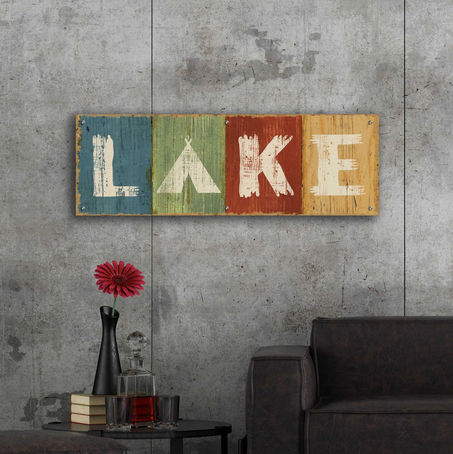 Epic Art 'Lake Lodge V' by Sue Schlabach, Acrylic Glass Wall Art,48x16