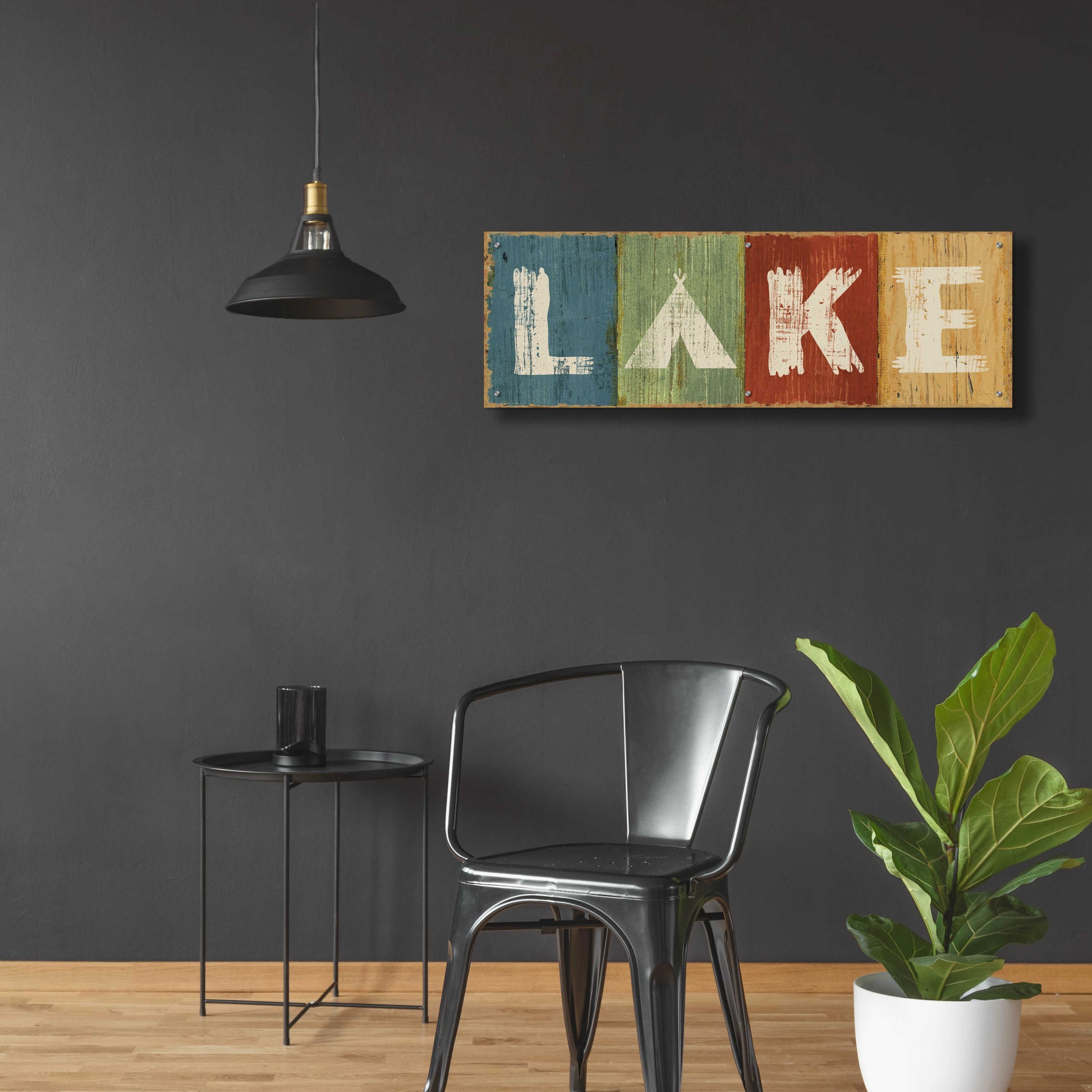 Epic Art 'Lake Lodge V' by Sue Schlabach, Acrylic Glass Wall Art,48x16