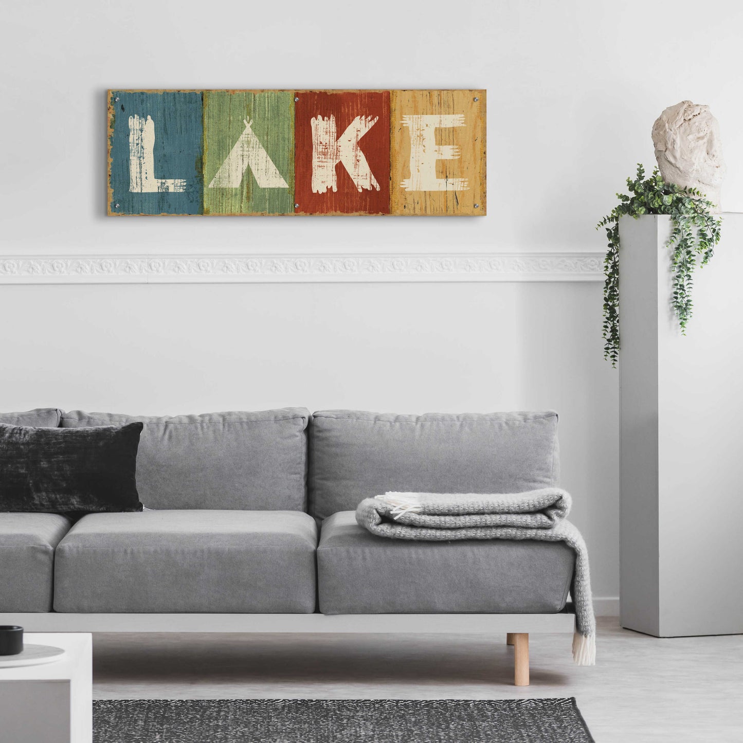 Epic Art 'Lake Lodge V' by Sue Schlabach, Acrylic Glass Wall Art,48x16