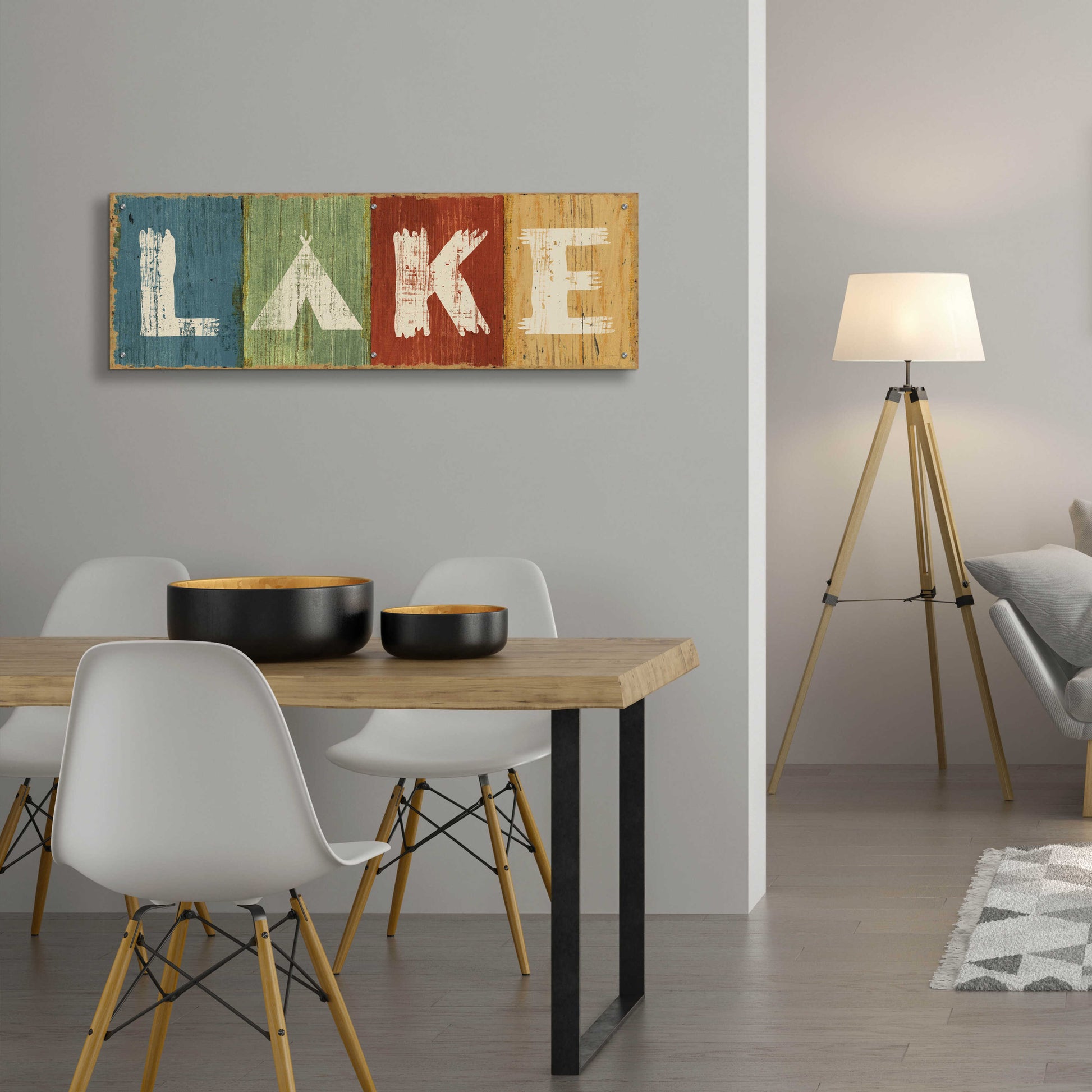 Epic Art 'Lake Lodge V' by Sue Schlabach, Acrylic Glass Wall Art,48x16