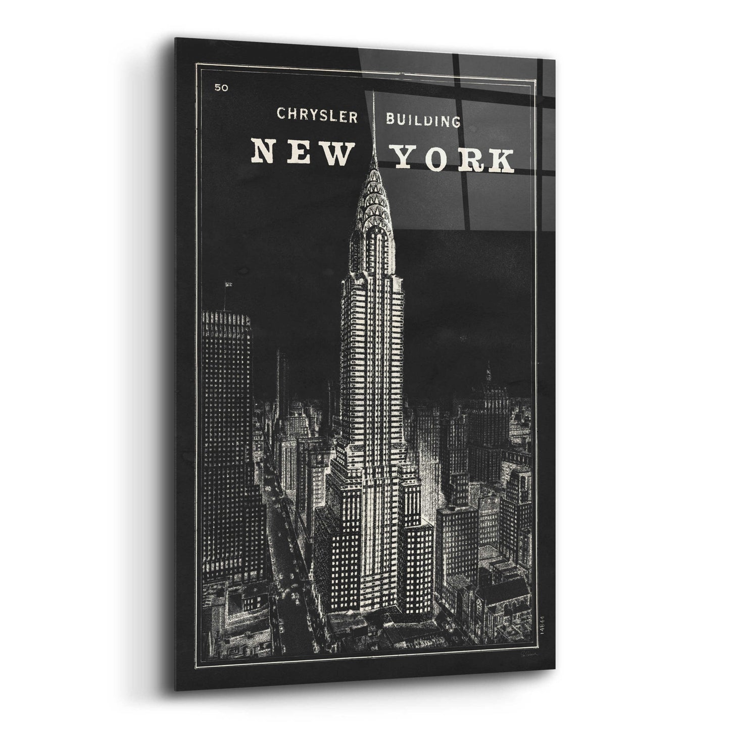 Epic Art 'Blueprint Map New York Chrysler Building Black' by Sue Schlabach, Acrylic Glass Wall Art,12x16