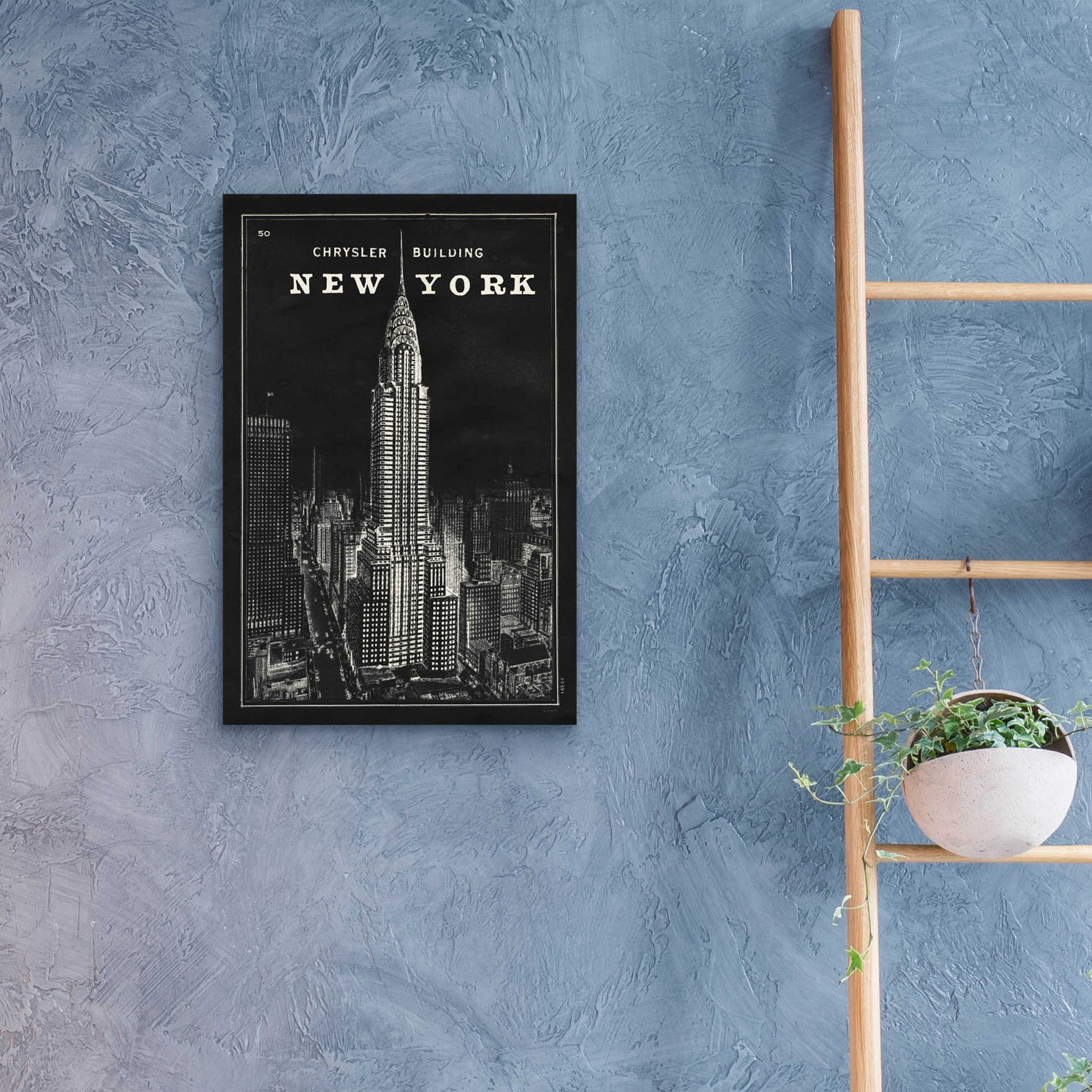 Epic Art 'Blueprint Map New York Chrysler Building Black' by Sue Schlabach, Acrylic Glass Wall Art,16x24