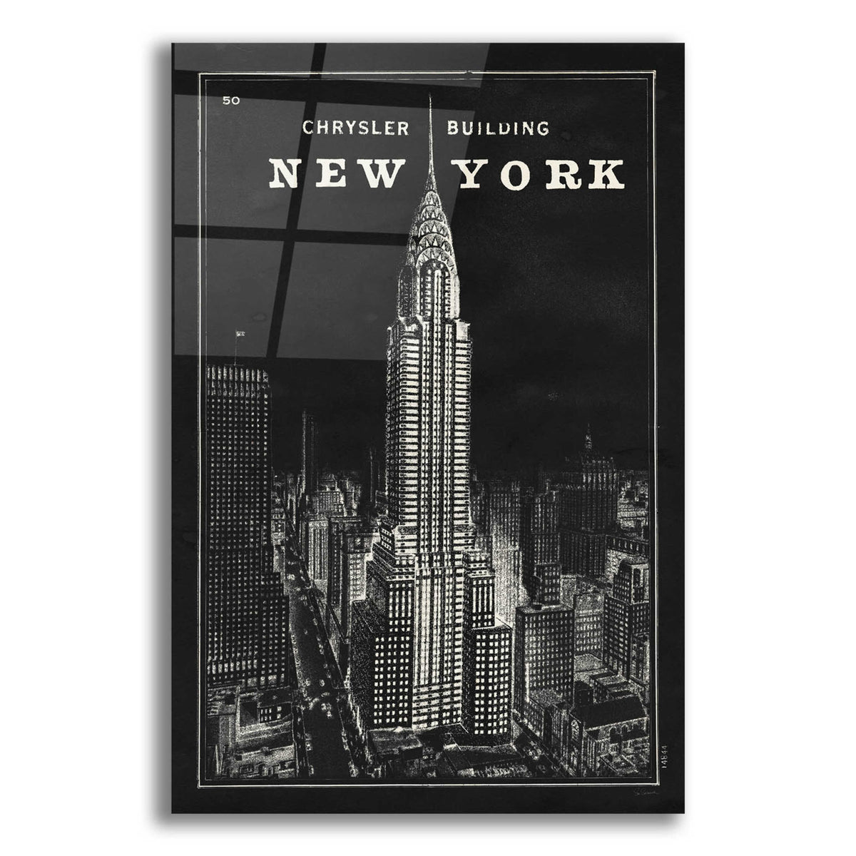 Epic Art 'Blueprint Map New York Chrysler Building Black' by Sue Schlabach, Acrylic Glass Wall Art