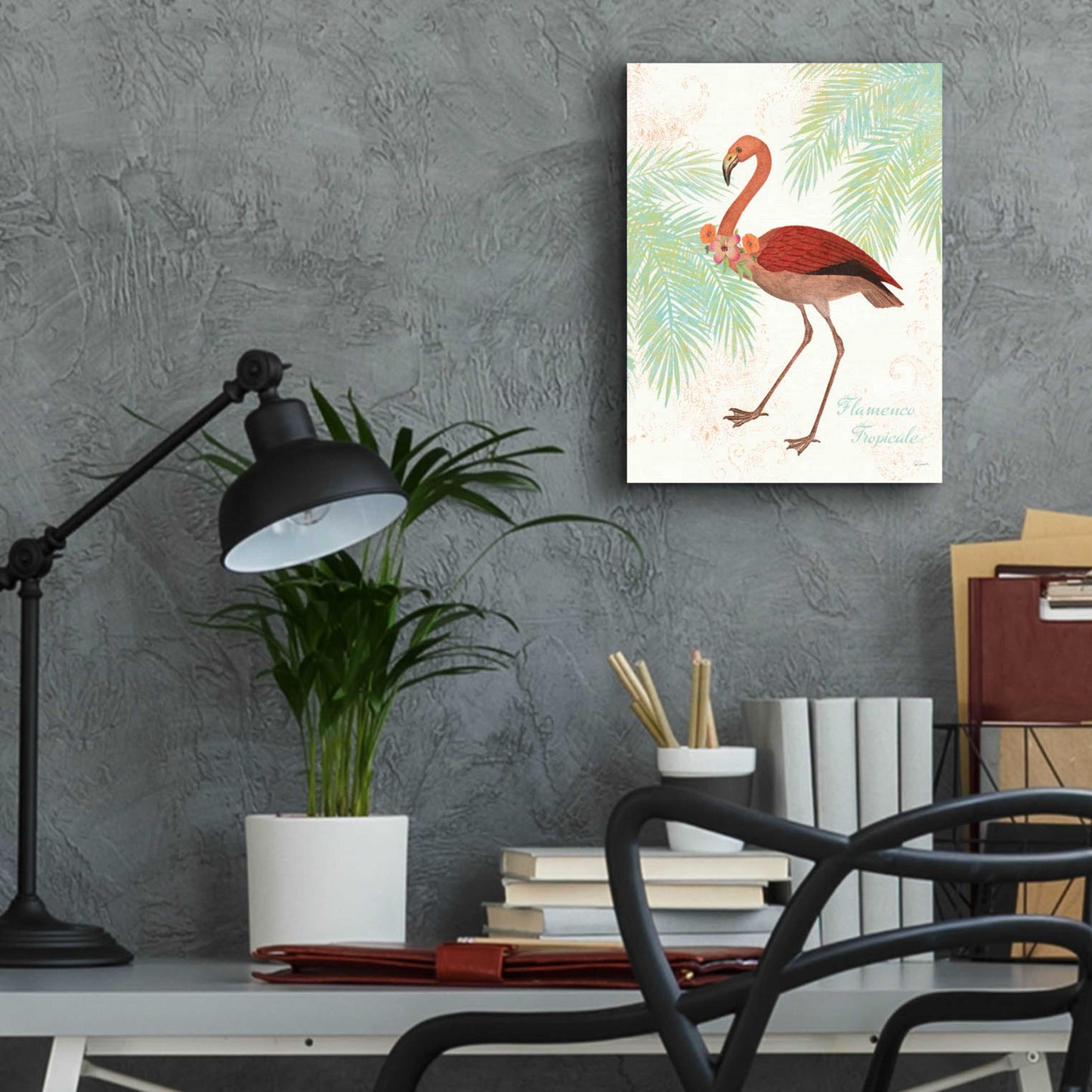 Epic Art 'Flamingo Tropicale II' by Sue Schlabach, Acrylic Glass Wall Art,12x16