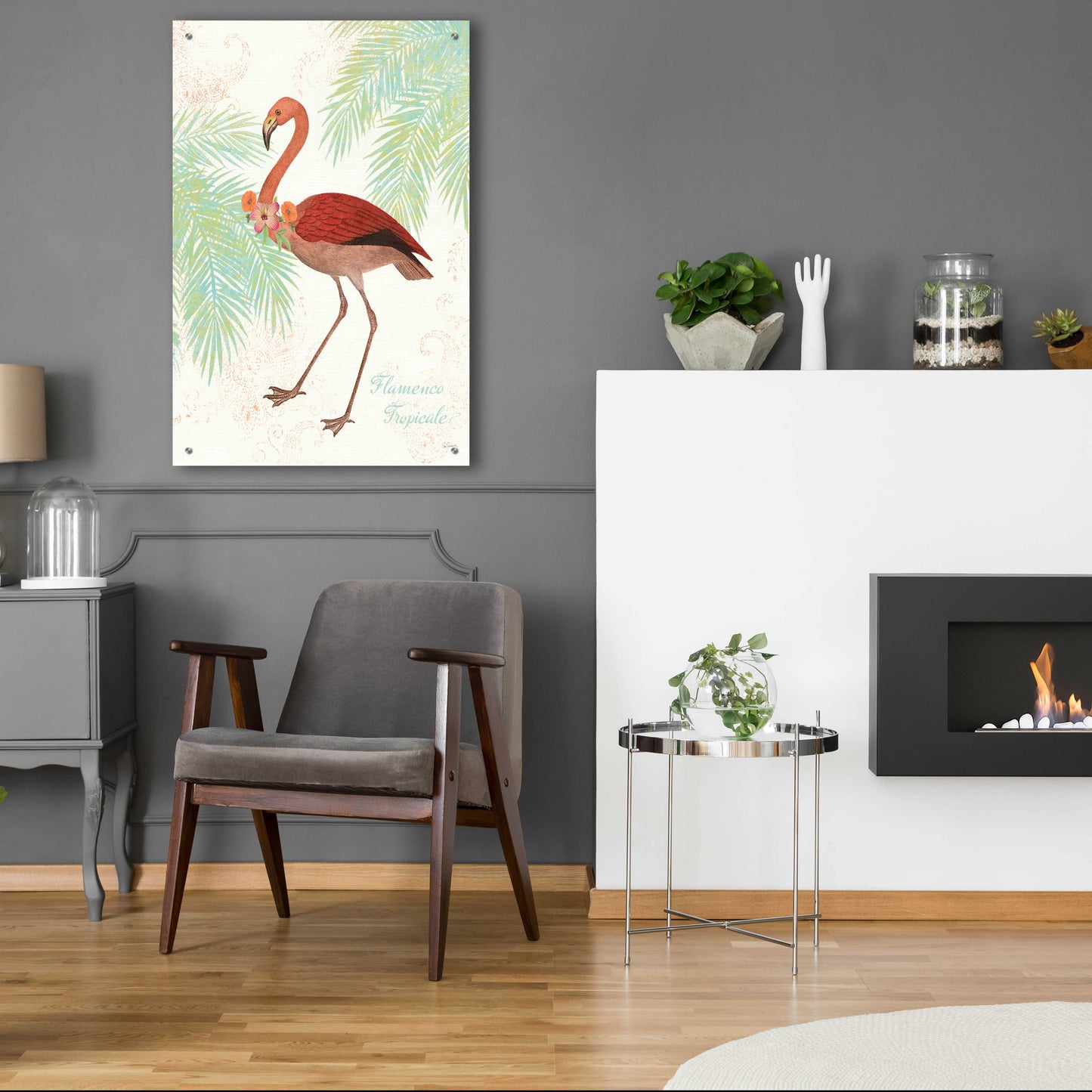 Epic Art 'Flamingo Tropicale II' by Sue Schlabach, Acrylic Glass Wall Art,24x36