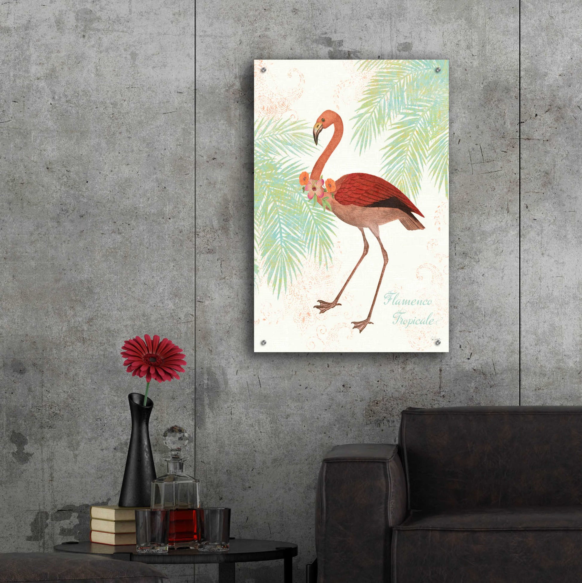 Epic Art 'Flamingo Tropicale II' by Sue Schlabach, Acrylic Glass Wall Art,24x36