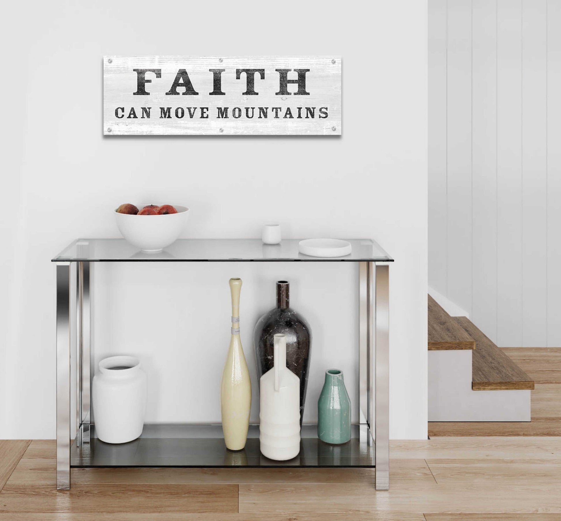 Epic Art 'Signs of Faith VI' by Sue Schlabach, Acrylic Glass Wall Art,36x12