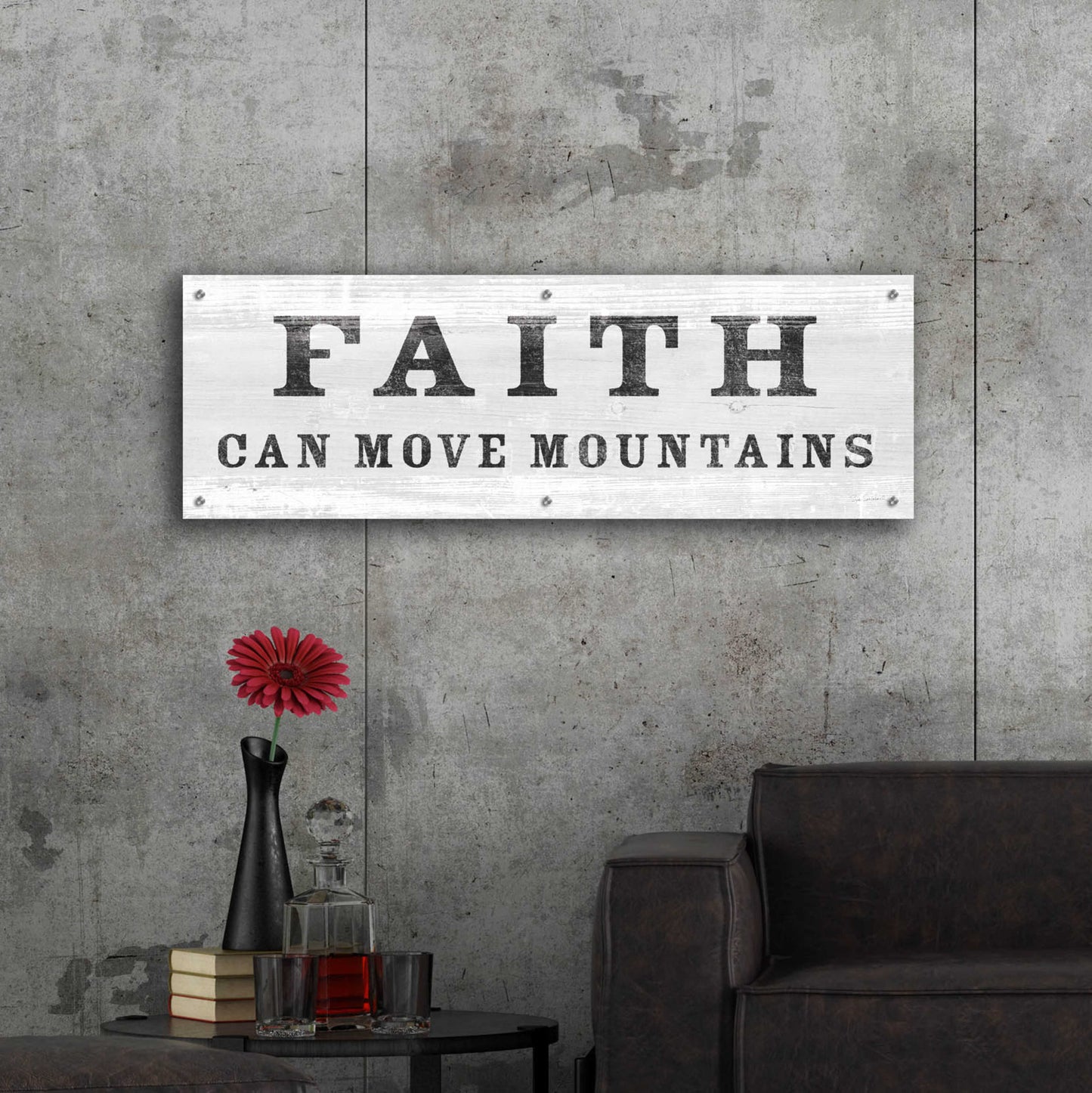 Epic Art 'Signs of Faith VI' by Sue Schlabach, Acrylic Glass Wall Art,48x16