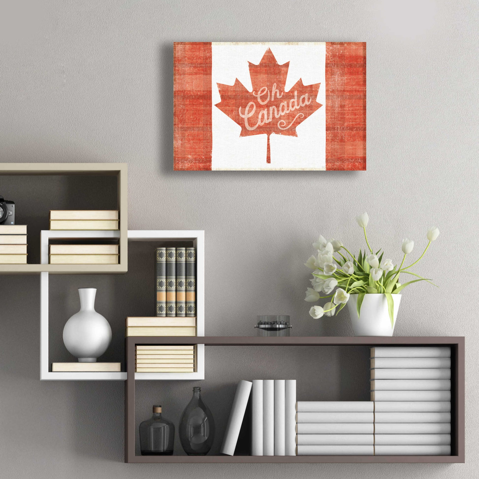 Epic Art 'Oh Canada Flag' by Sue Schlabach, Acrylic Glass Wall Art,24x16