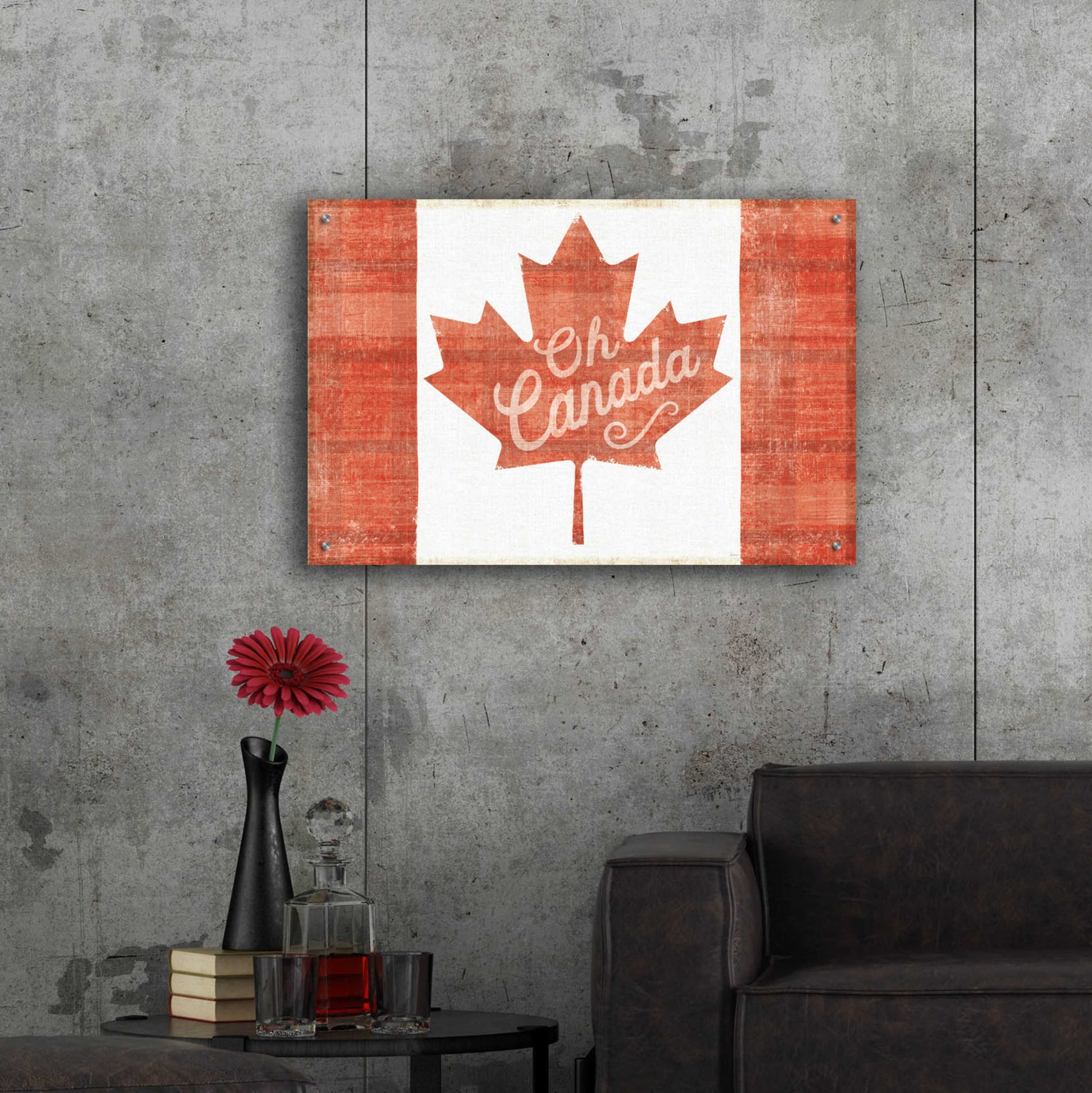 Epic Art 'Oh Canada Flag' by Sue Schlabach, Acrylic Glass Wall Art,36x24