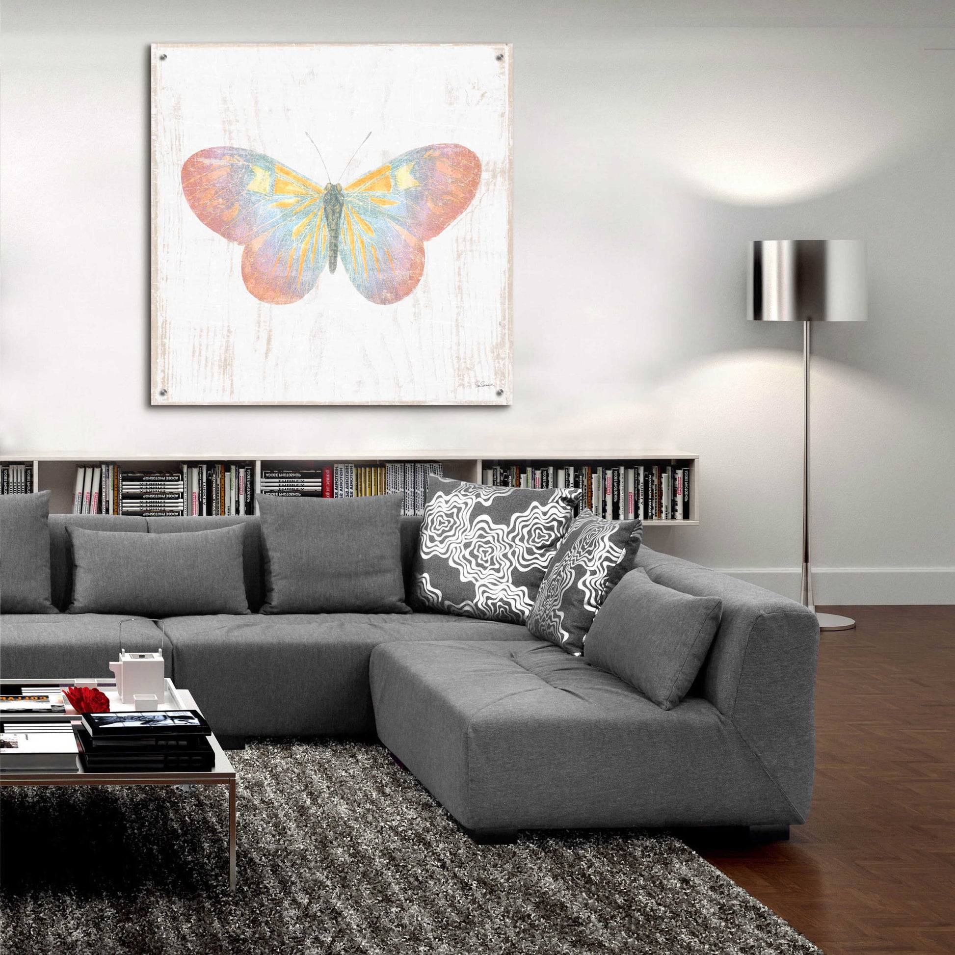 Epic Art 'White Barn Butterflies I' by Sue Schlabach, Acrylic Glass Wall Art,36x36