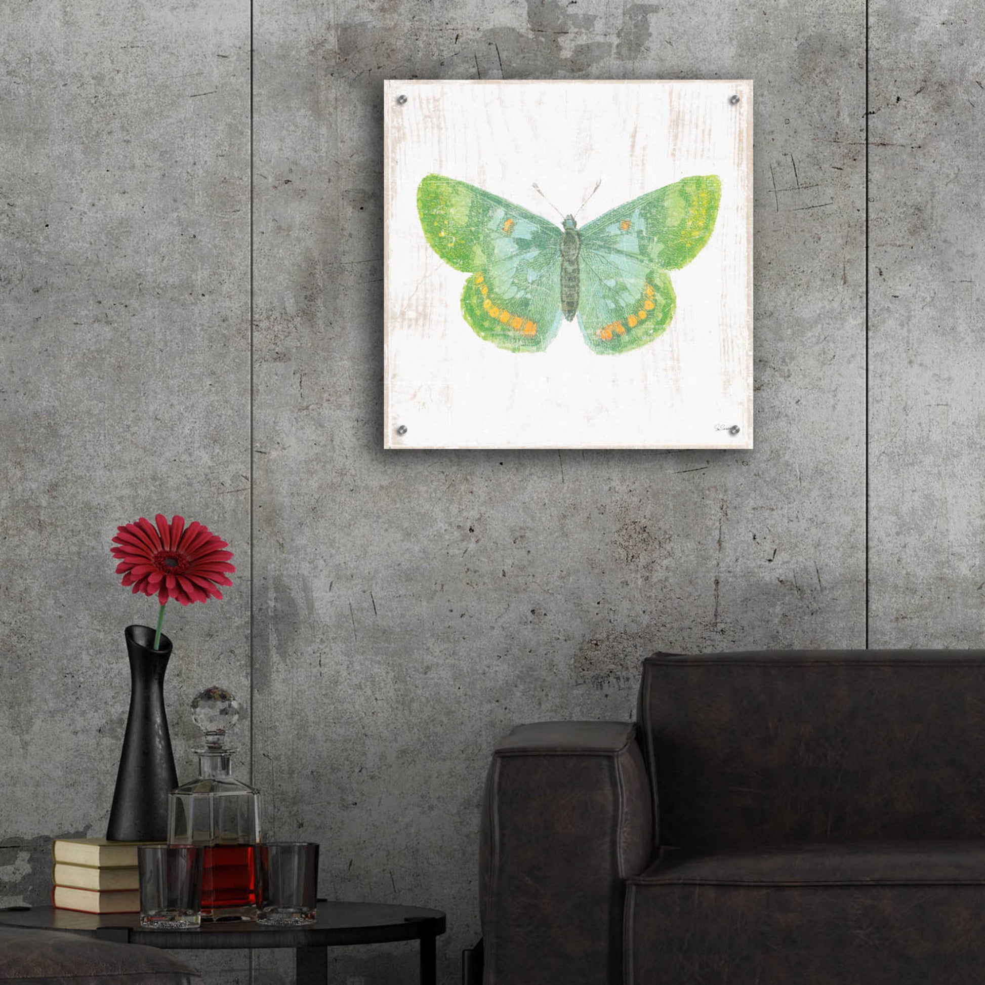 Epic Art 'White Barn Butterflies II' by Sue Schlabach, Acrylic Glass Wall Art,24x24