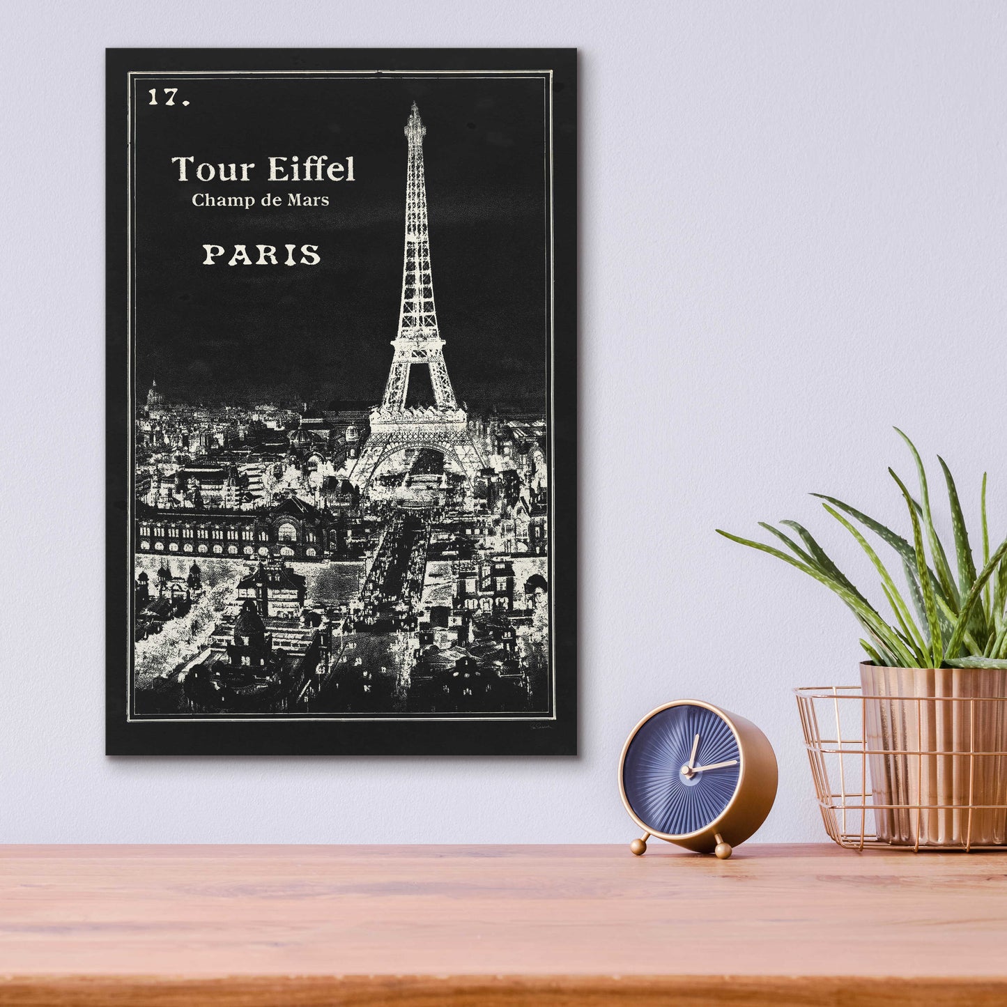 Epic Art 'Black Blueprint Map Eiffel Tower' by Sue Schlabach, Acrylic Glass Wall Art,12x16