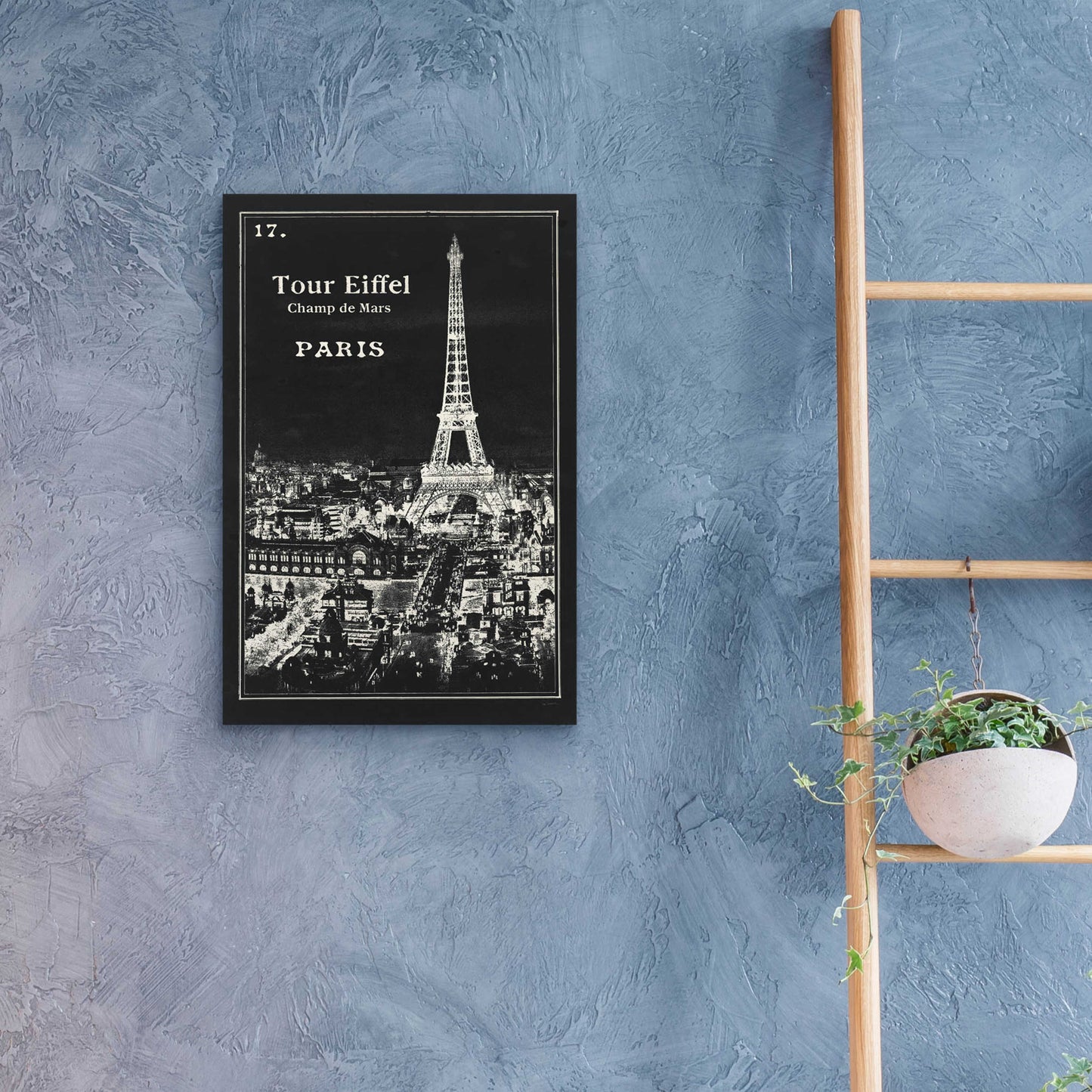 Epic Art 'Black Blueprint Map Eiffel Tower' by Sue Schlabach, Acrylic Glass Wall Art,16x24