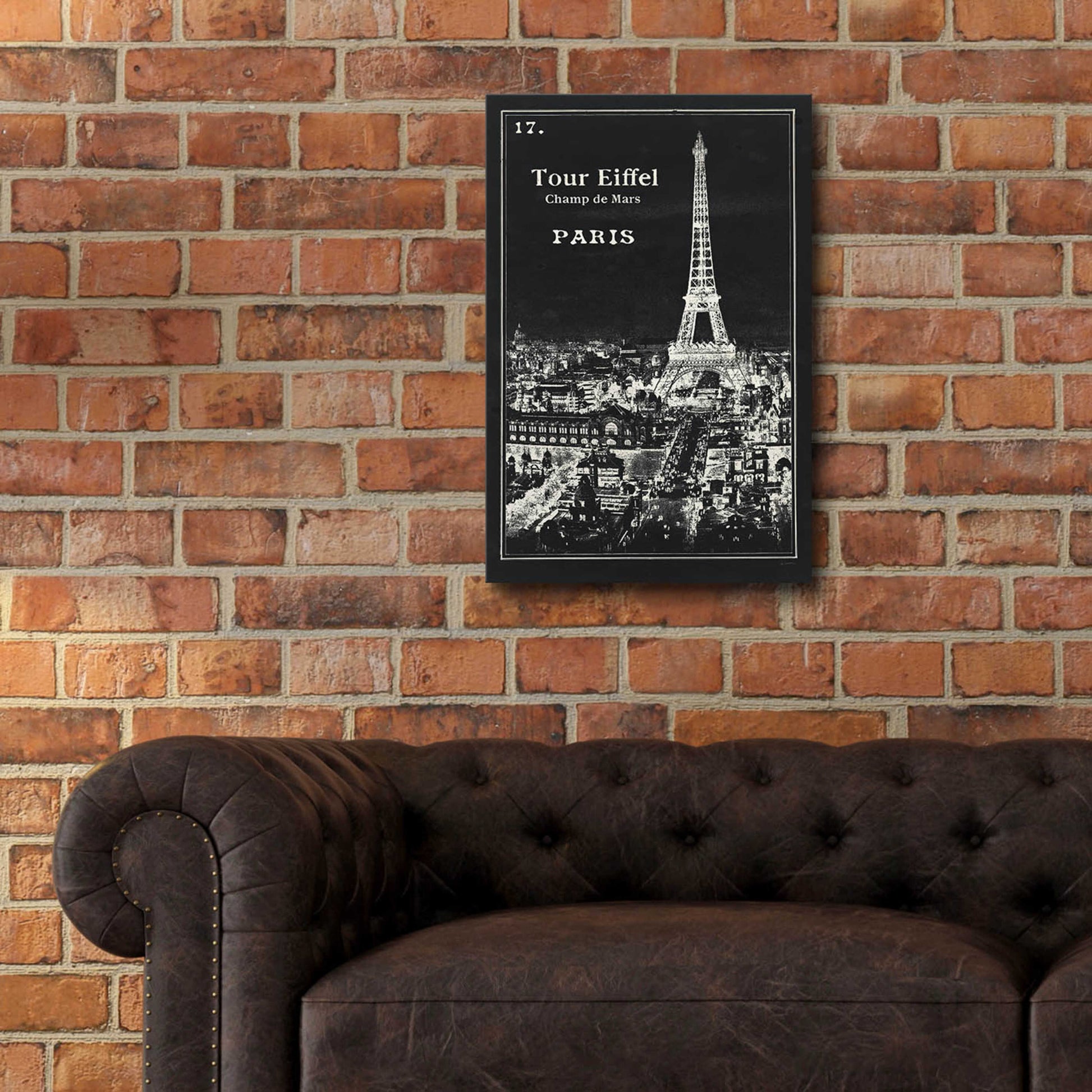 Epic Art 'Black Blueprint Map Eiffel Tower' by Sue Schlabach, Acrylic Glass Wall Art,16x24