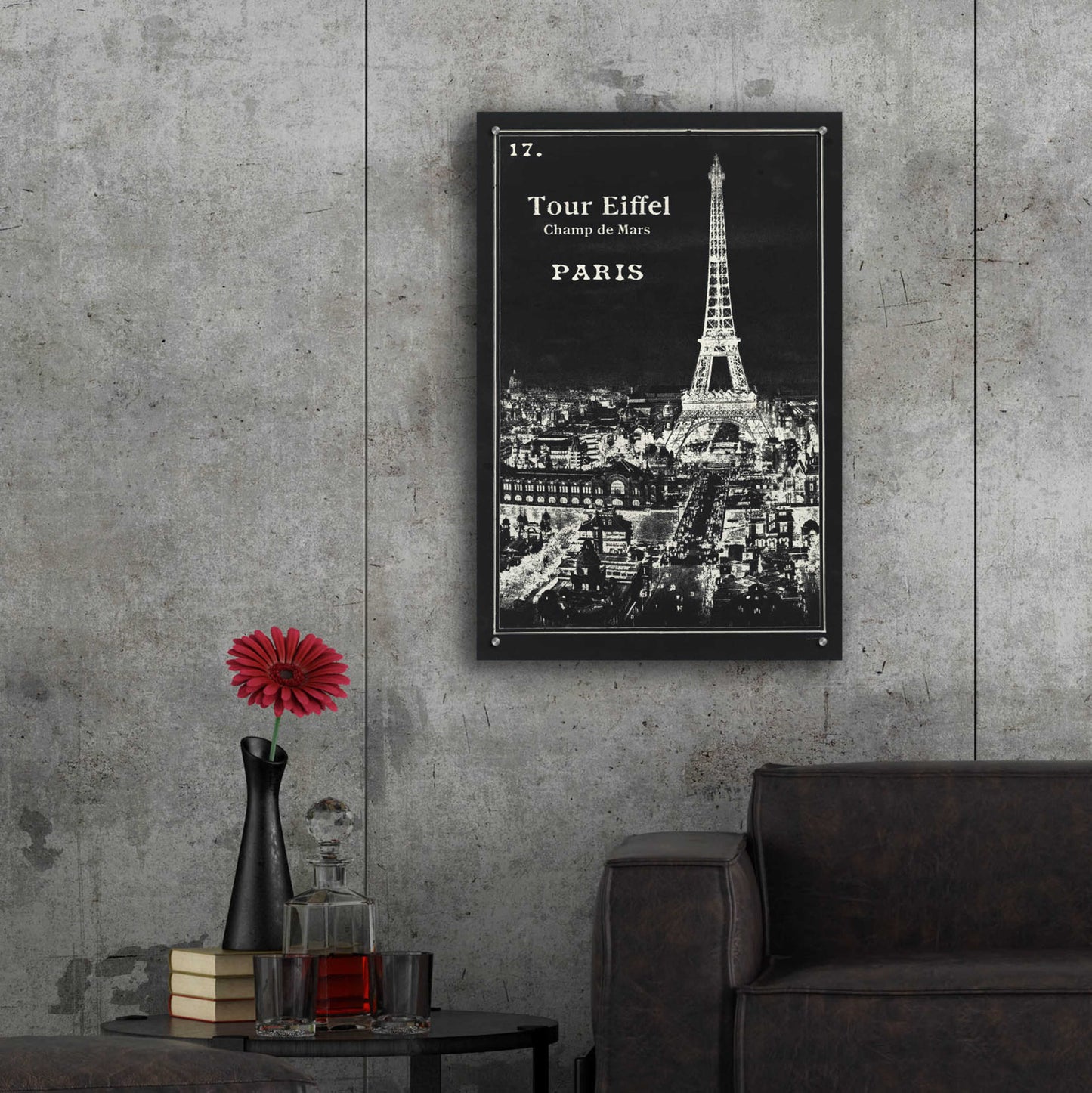 Epic Art 'Black Blueprint Map Eiffel Tower' by Sue Schlabach, Acrylic Glass Wall Art,24x36