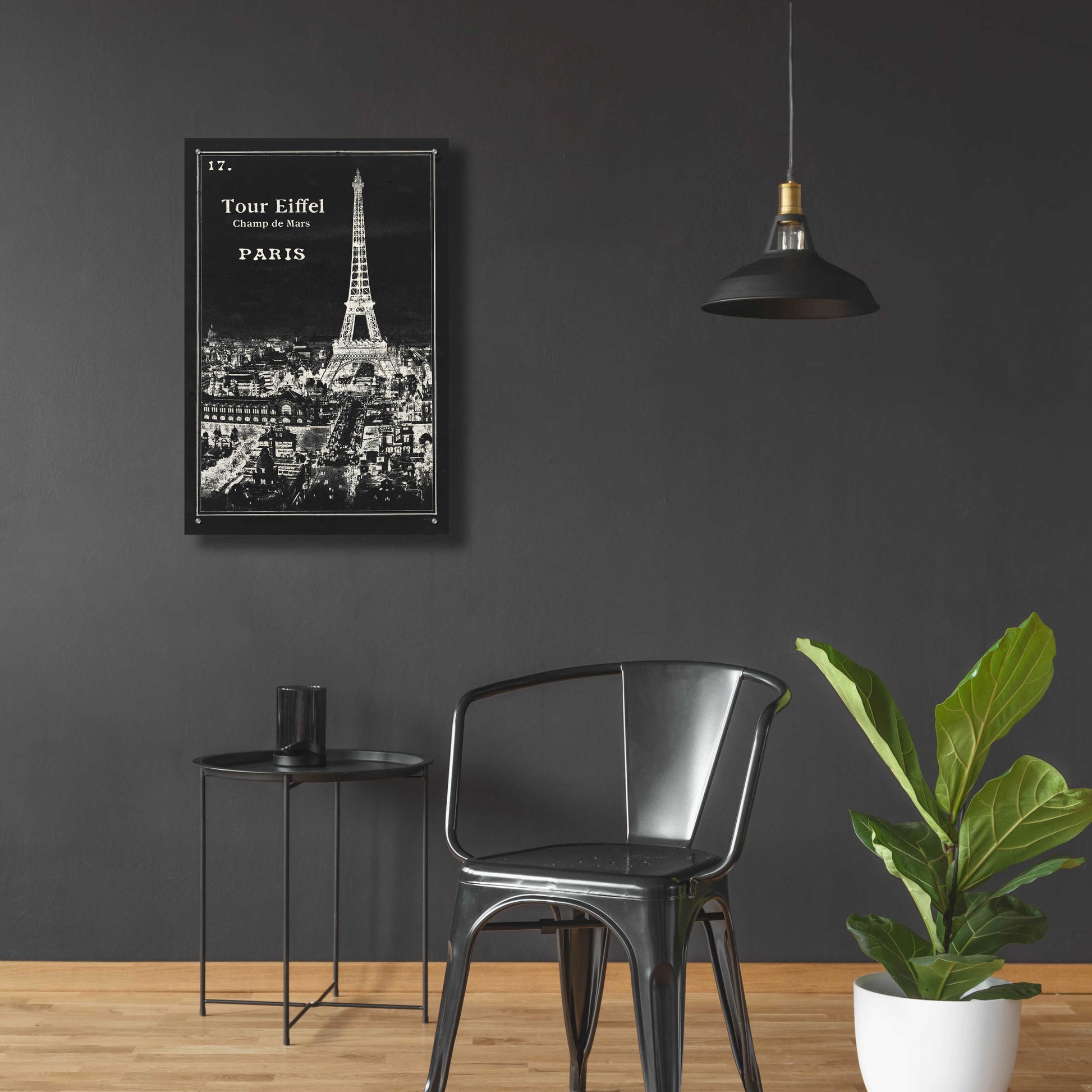 Epic Art 'Black Blueprint Map Eiffel Tower' by Sue Schlabach, Acrylic Glass Wall Art,24x36