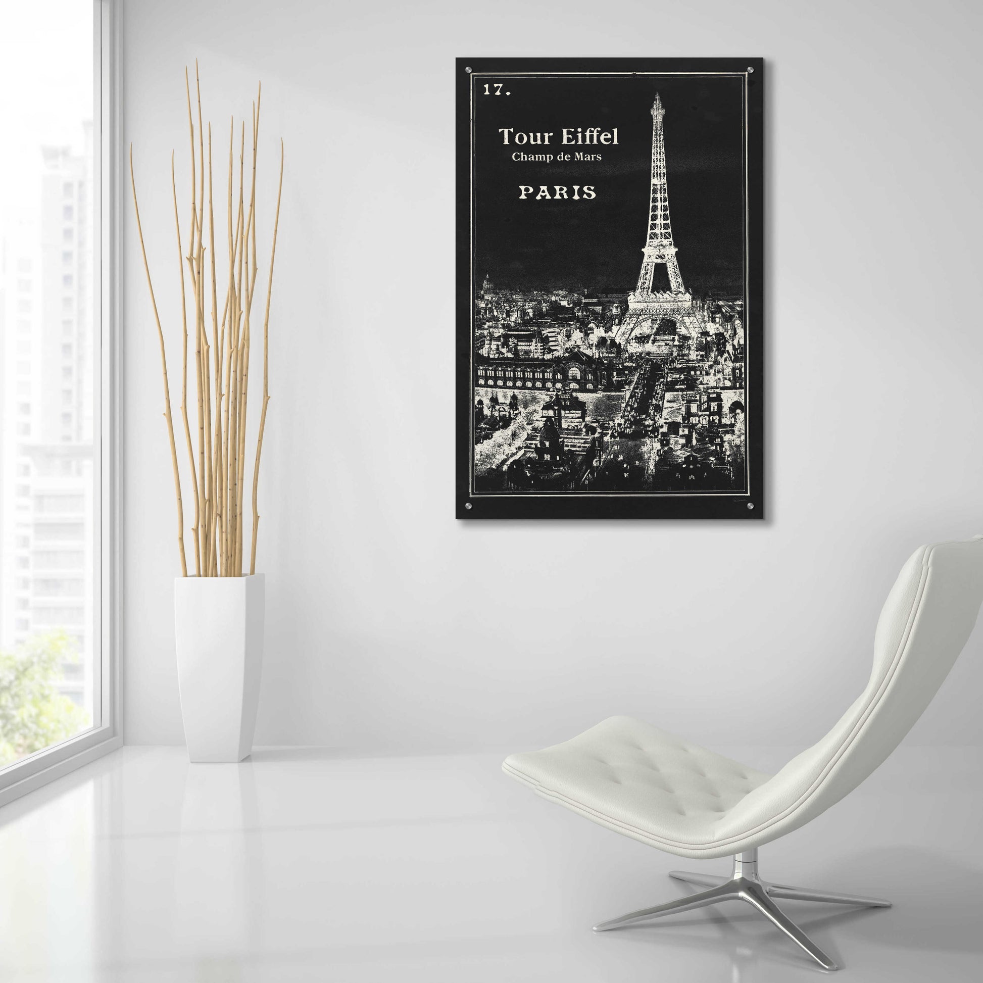 Epic Art 'Black Blueprint Map Eiffel Tower' by Sue Schlabach, Acrylic Glass Wall Art,24x36