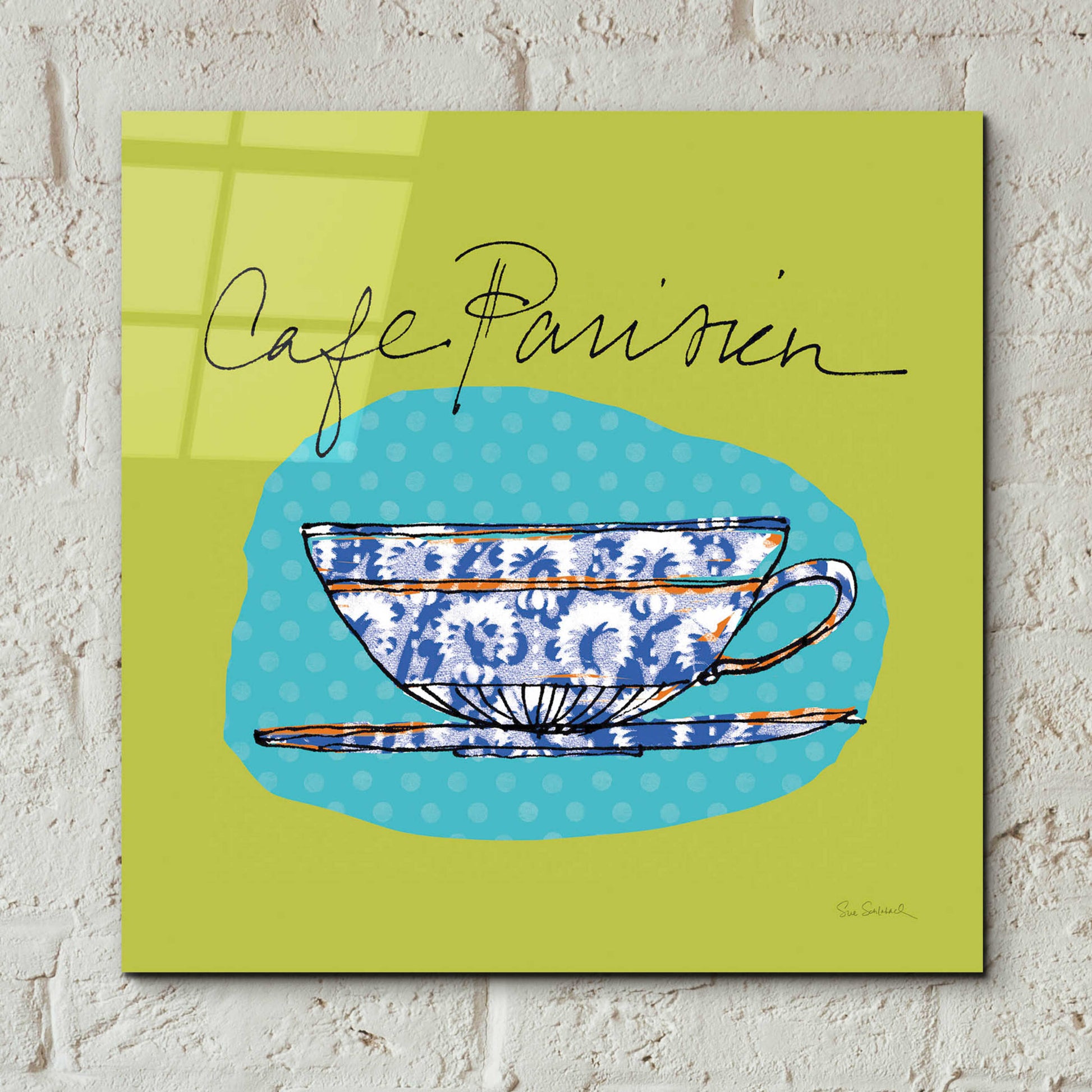 Epic Art 'Colorful Coffee Cafe Parisien No Border' by Sue Schlabach, Acrylic Glass Wall Art,12x12