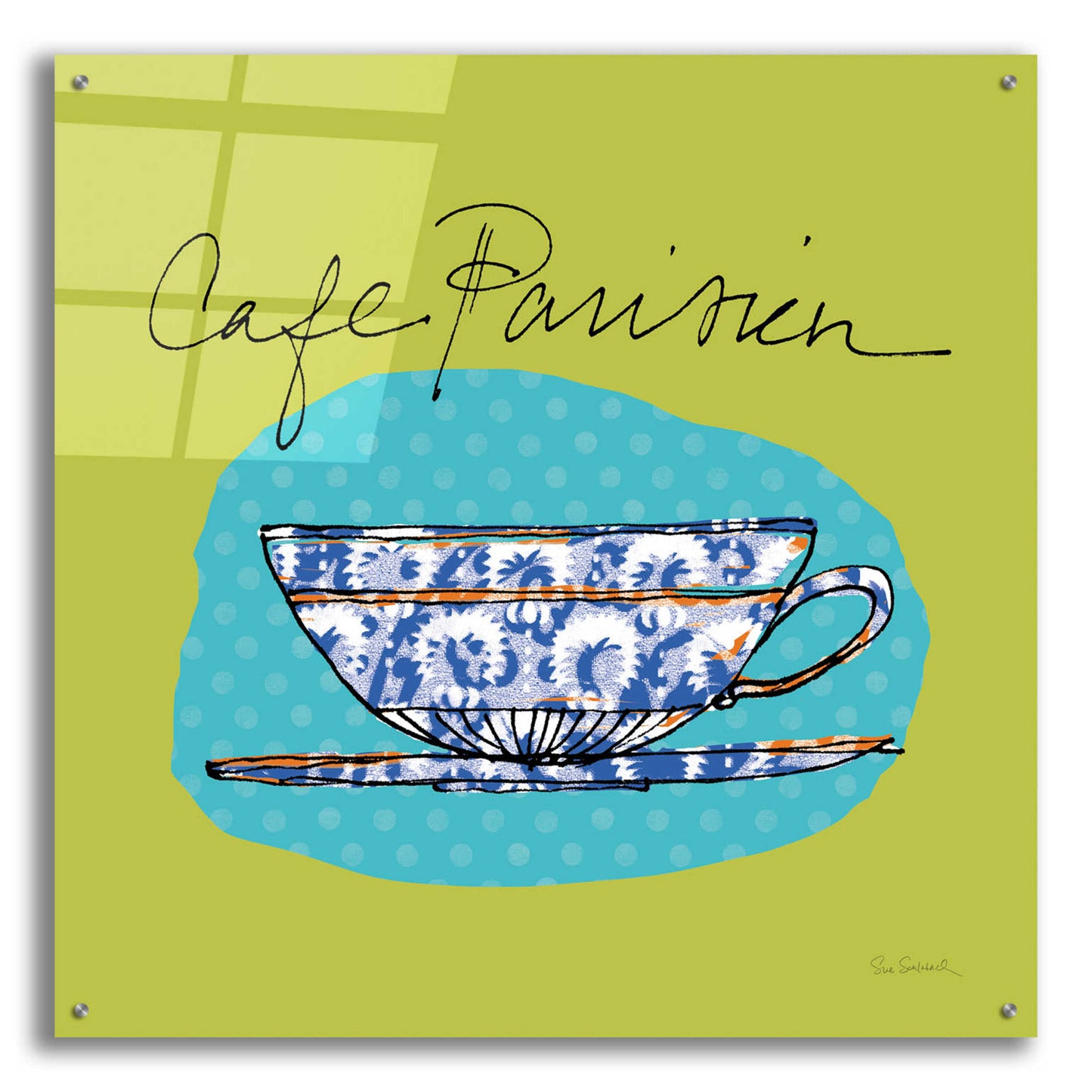 Epic Art 'Colorful Coffee Cafe Parisien No Border' by Sue Schlabach, Acrylic Glass Wall Art,36x36