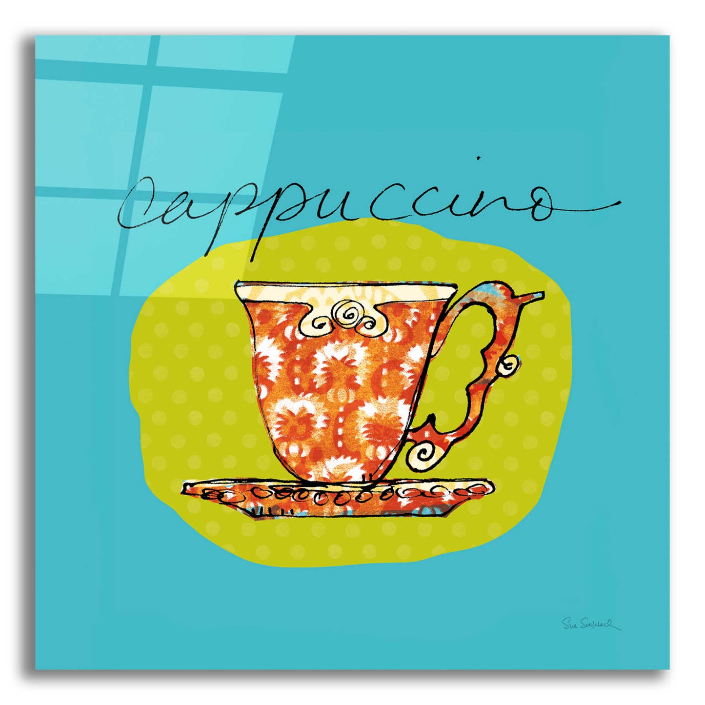 Epic Art 'Colorful Coffee Cappuccino No Border' by Sue Schlabach, Acrylic Glass Wall Art,12x12