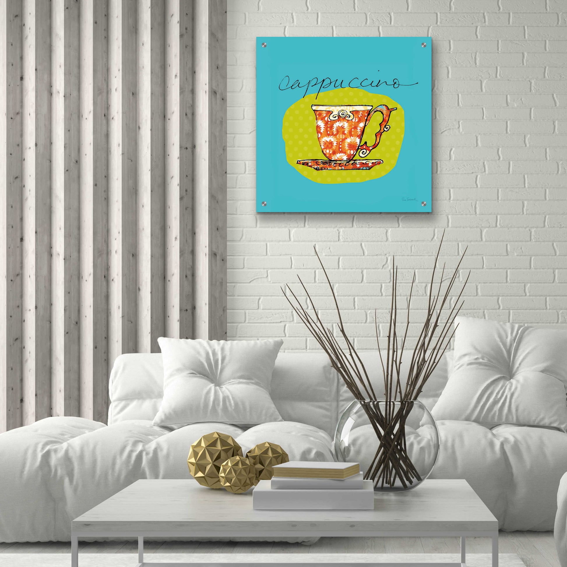 Epic Art 'Colorful Coffee Cappuccino No Border' by Sue Schlabach, Acrylic Glass Wall Art,24x24