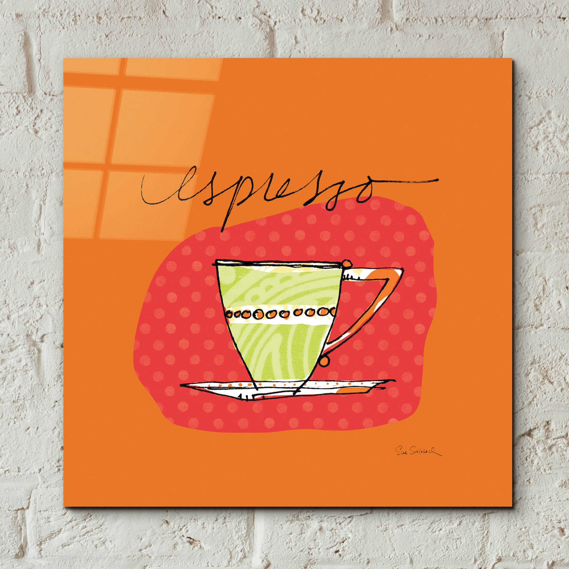 Epic Art 'Colorful Coffee Espresso No Border' by Sue Schlabach, Acrylic Glass Wall Art,12x12