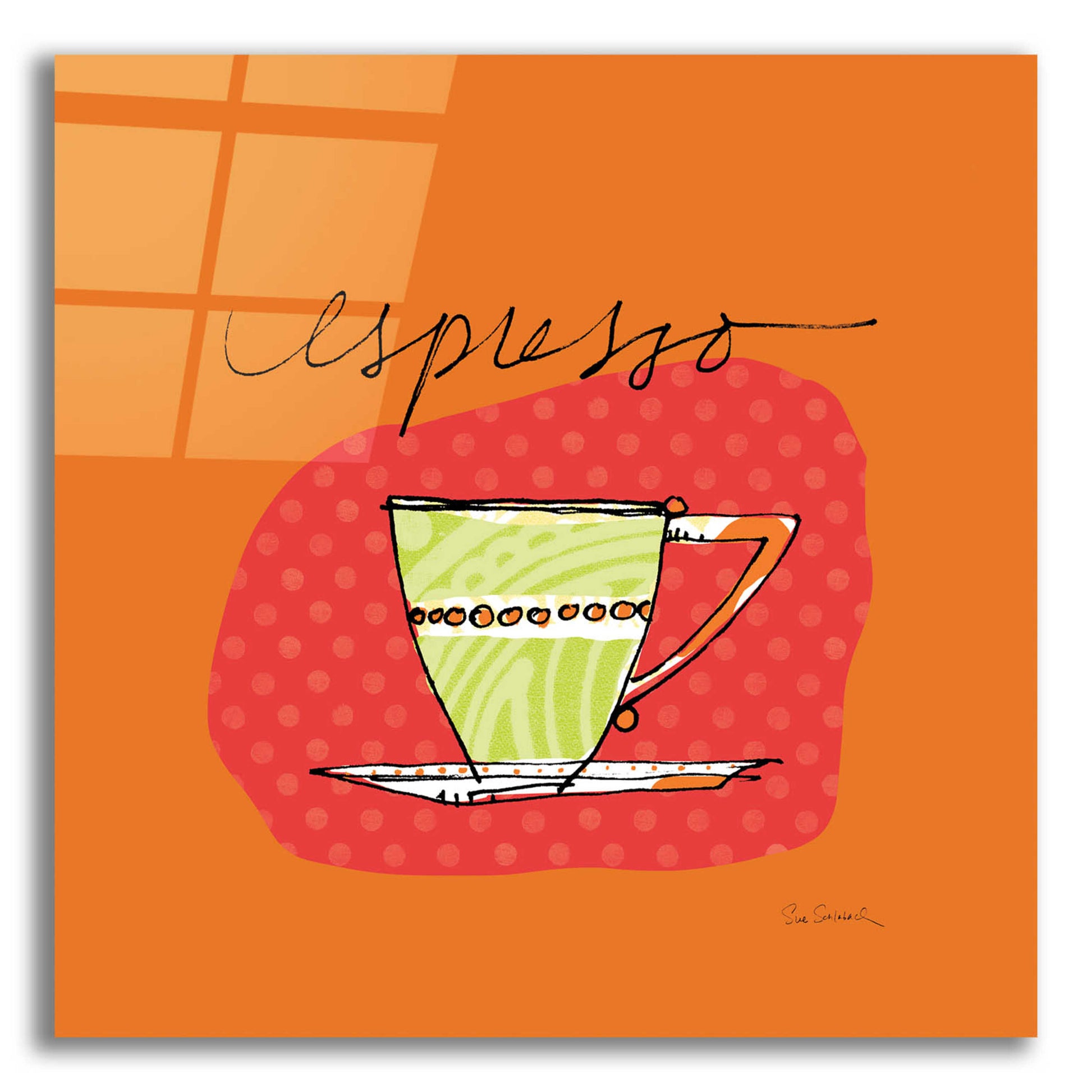 Epic Art 'Colorful Coffee Espresso No Border' by Sue Schlabach, Acrylic Glass Wall Art,12x12