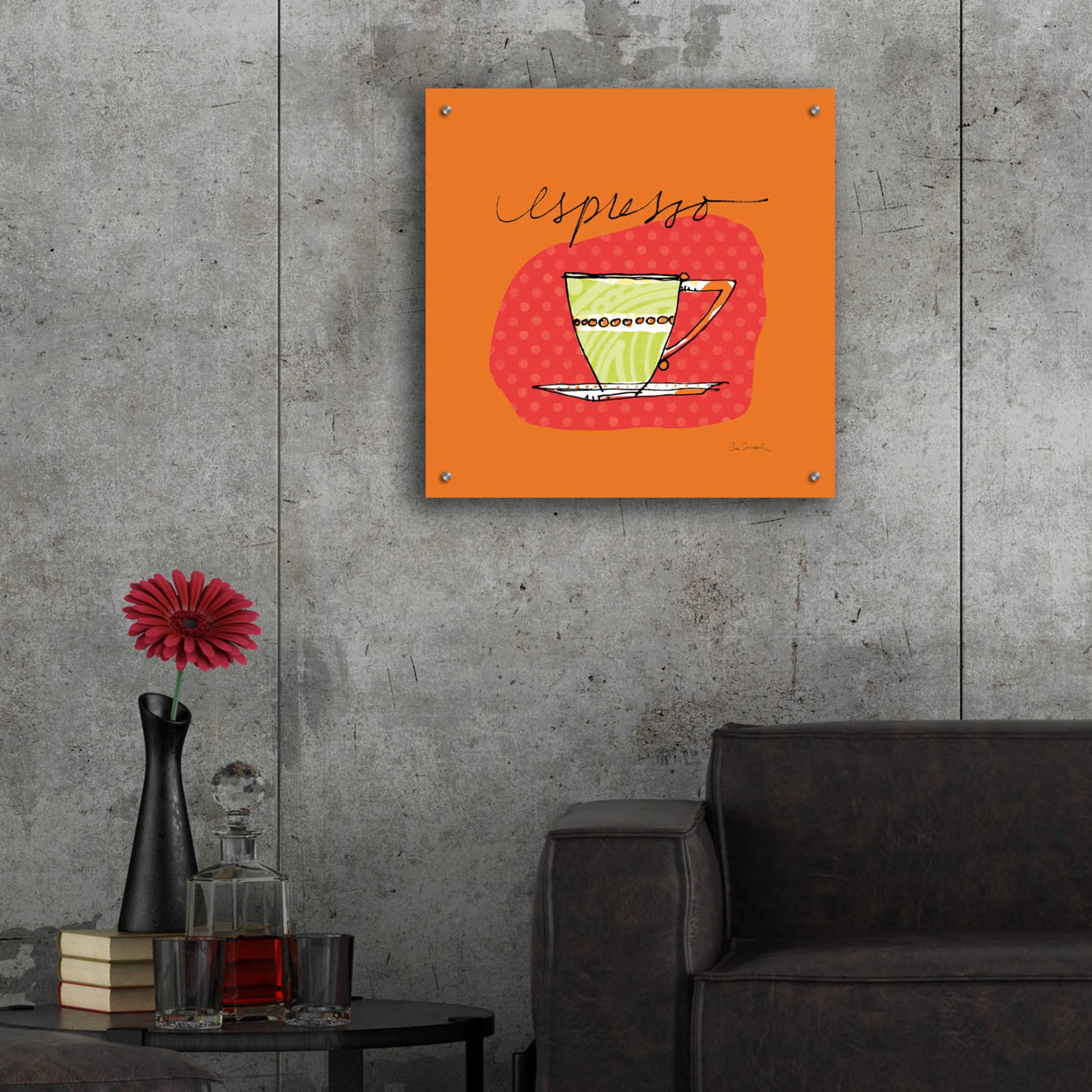 Epic Art 'Colorful Coffee Espresso No Border' by Sue Schlabach, Acrylic Glass Wall Art,24x24