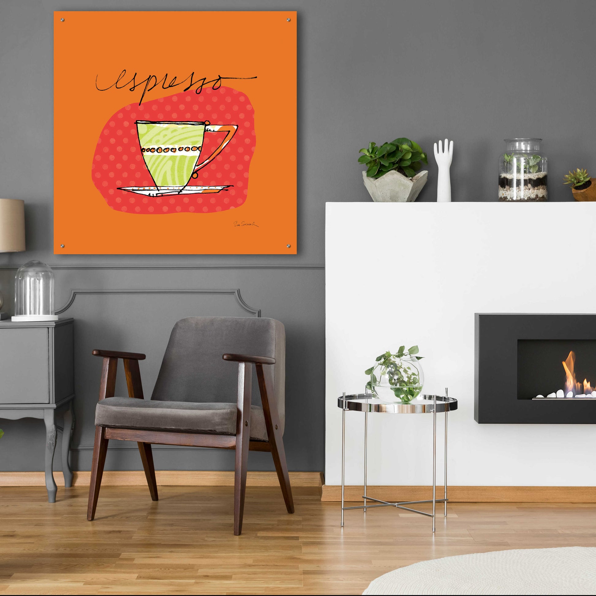 Epic Art 'Colorful Coffee Espresso No Border' by Sue Schlabach, Acrylic Glass Wall Art,36x36